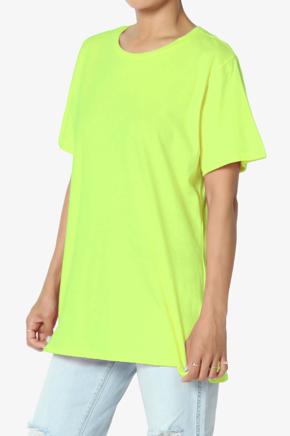 Mayra O Neck Cotton Boyfriend Tee NEON GREEN_3