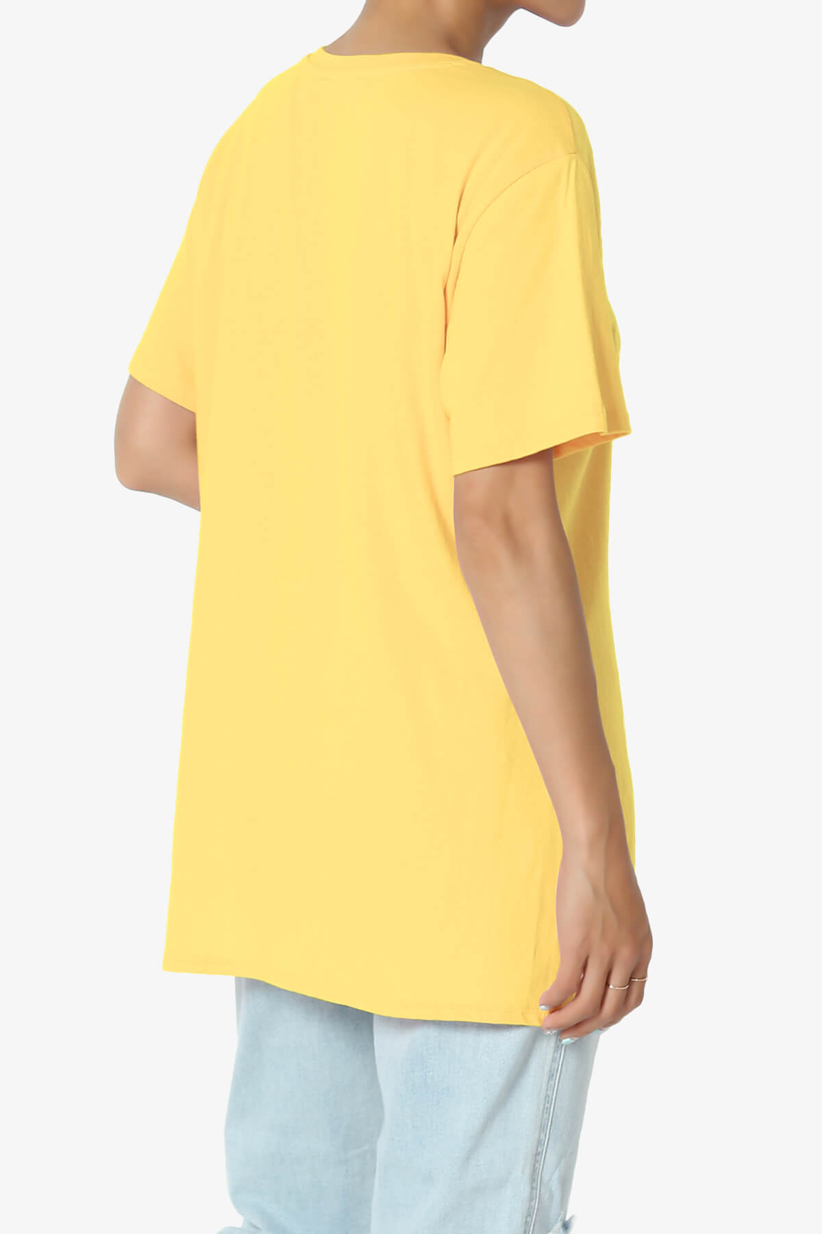 Mayra O Neck Cotton Boyfriend Tee YELLOW_4