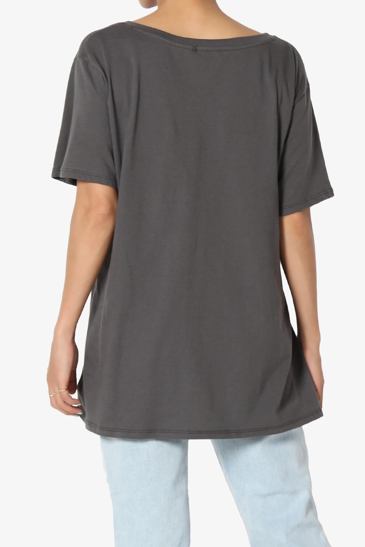 Mayra V-Neck Cotton Boyfriend Tee ASH GREY_2