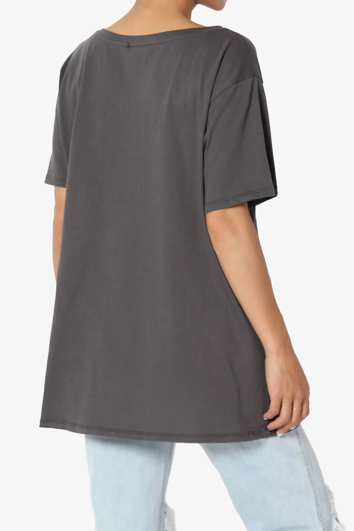 Mayra V-Neck Cotton Boyfriend Tee ASH GREY_4