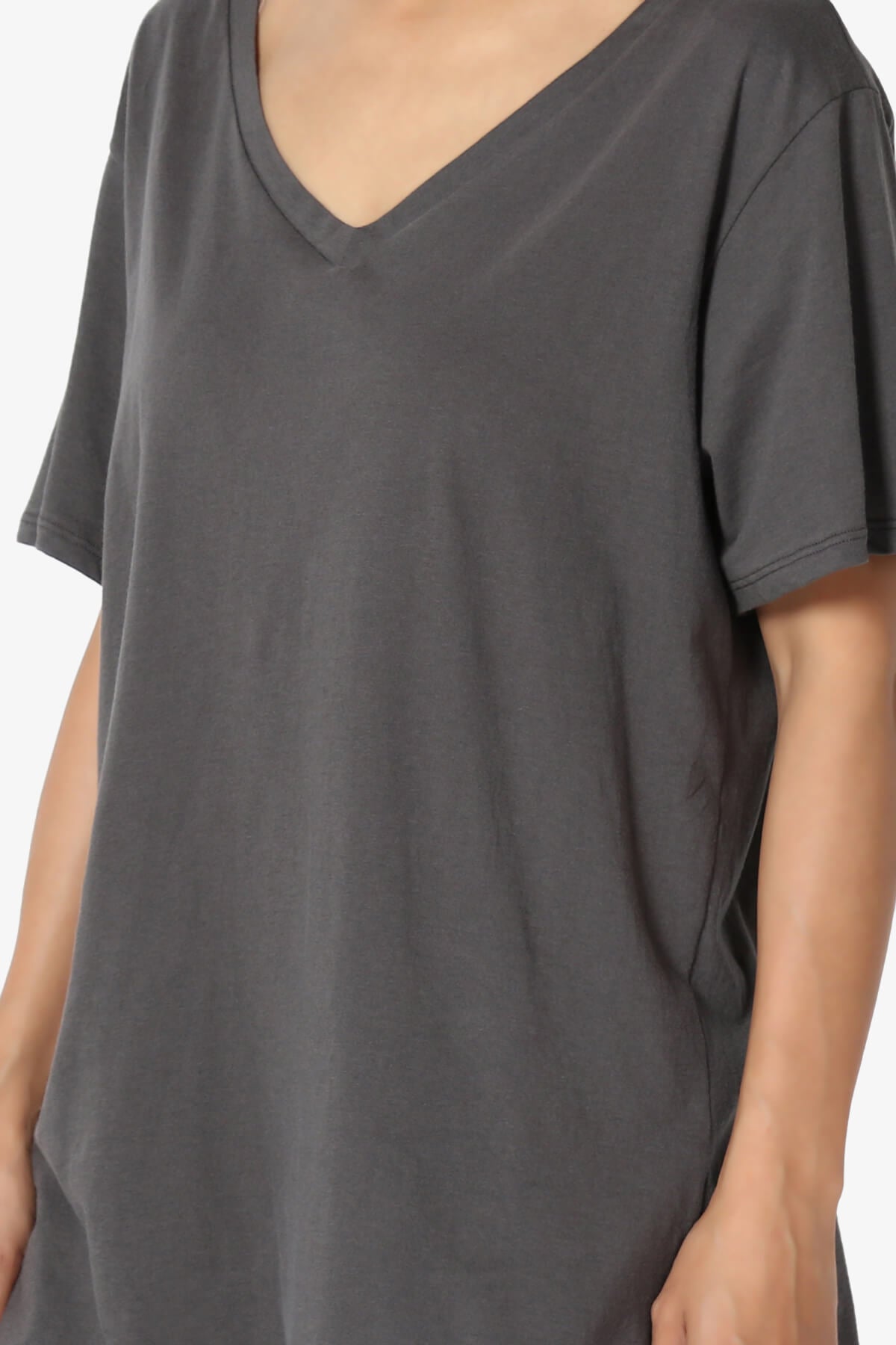 Mayra V-Neck Cotton Boyfriend Tee ASH GREY_5