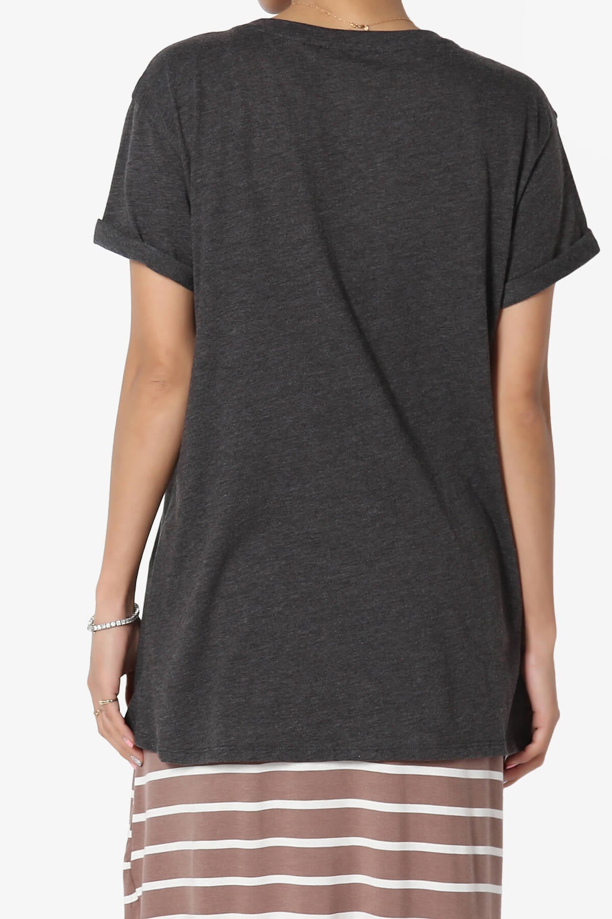 Mayra V-Neck Cotton Boyfriend Tee CHARCOAL_2