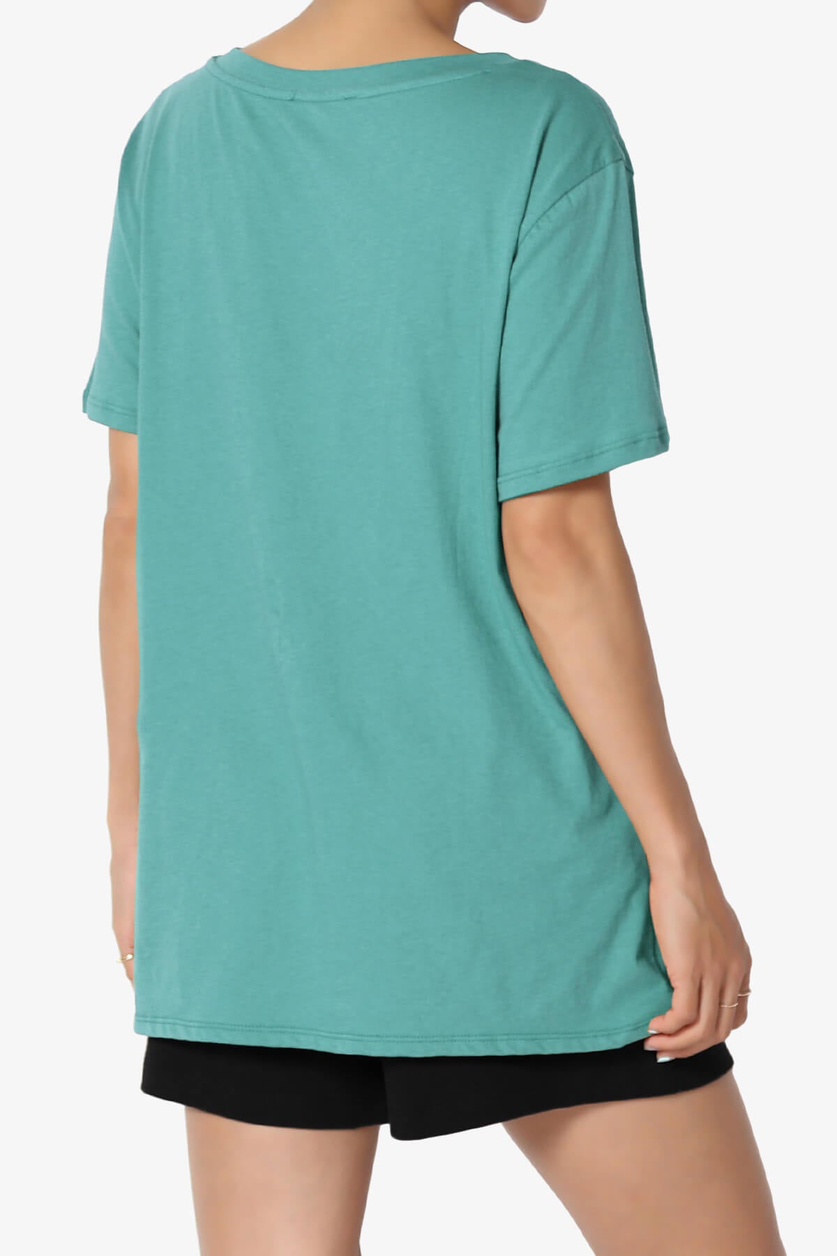 Mayra V-Neck Cotton Boyfriend Tee DUSTY TEAL_4