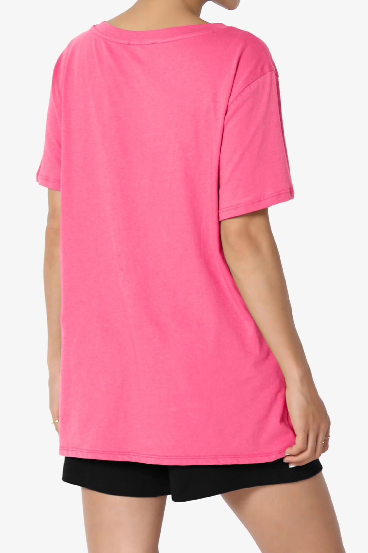 Mayra V-Neck Cotton Boyfriend Tee FUCHSIA_4