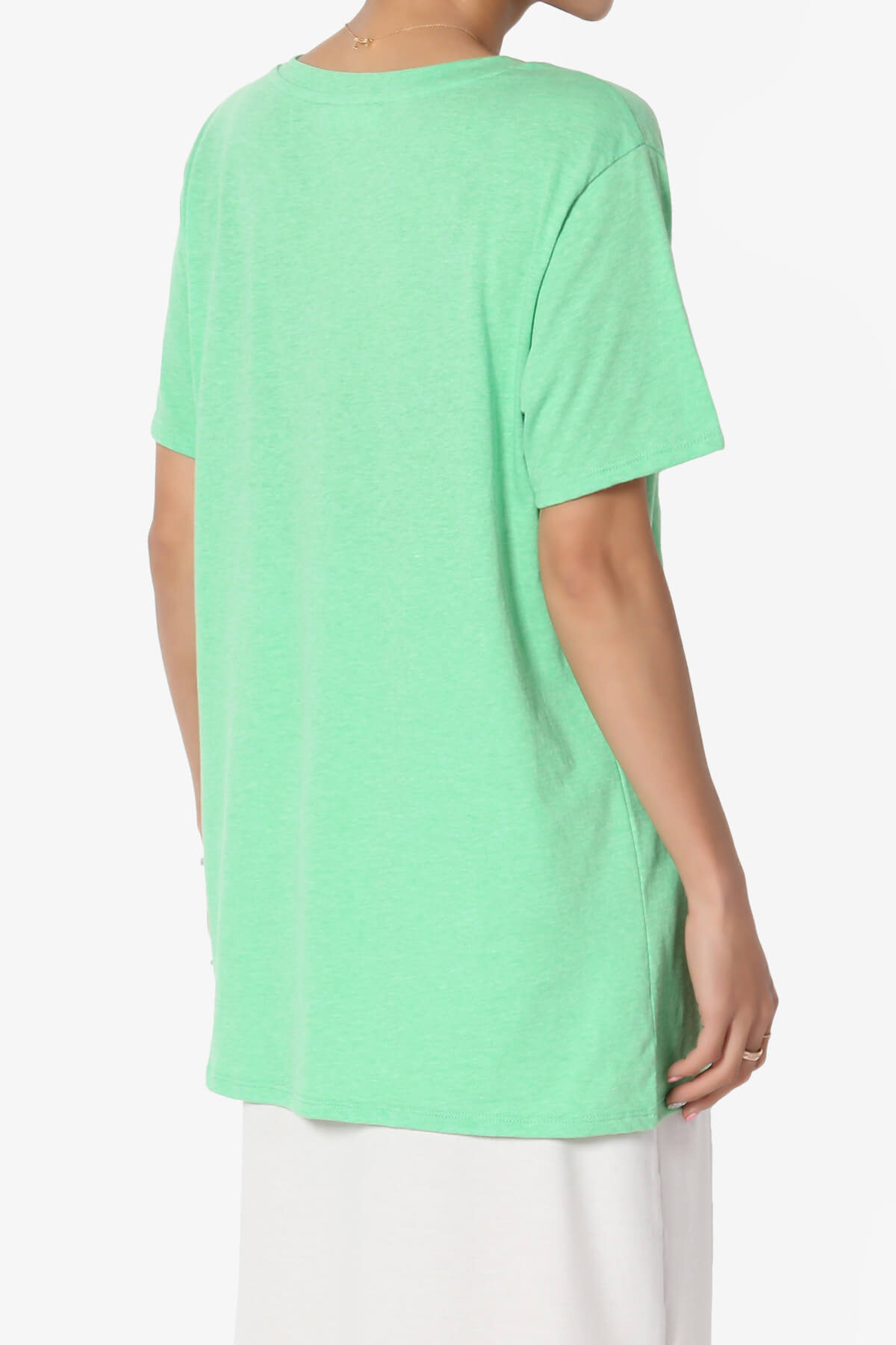 Mayra V-Neck Cotton Boyfriend Tee HEATHER GREEN_4