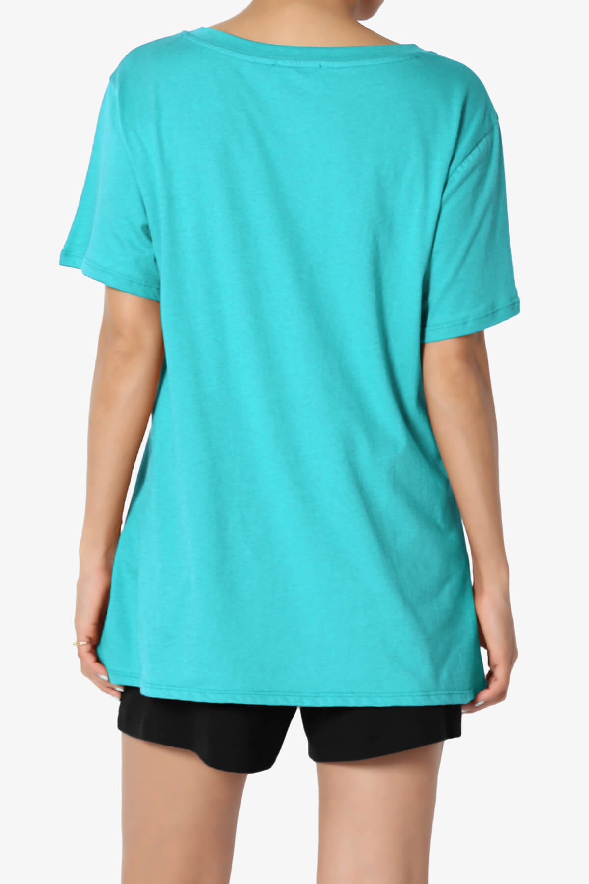 Mayra V-Neck Cotton Boyfriend Tee ICE BLUE_2