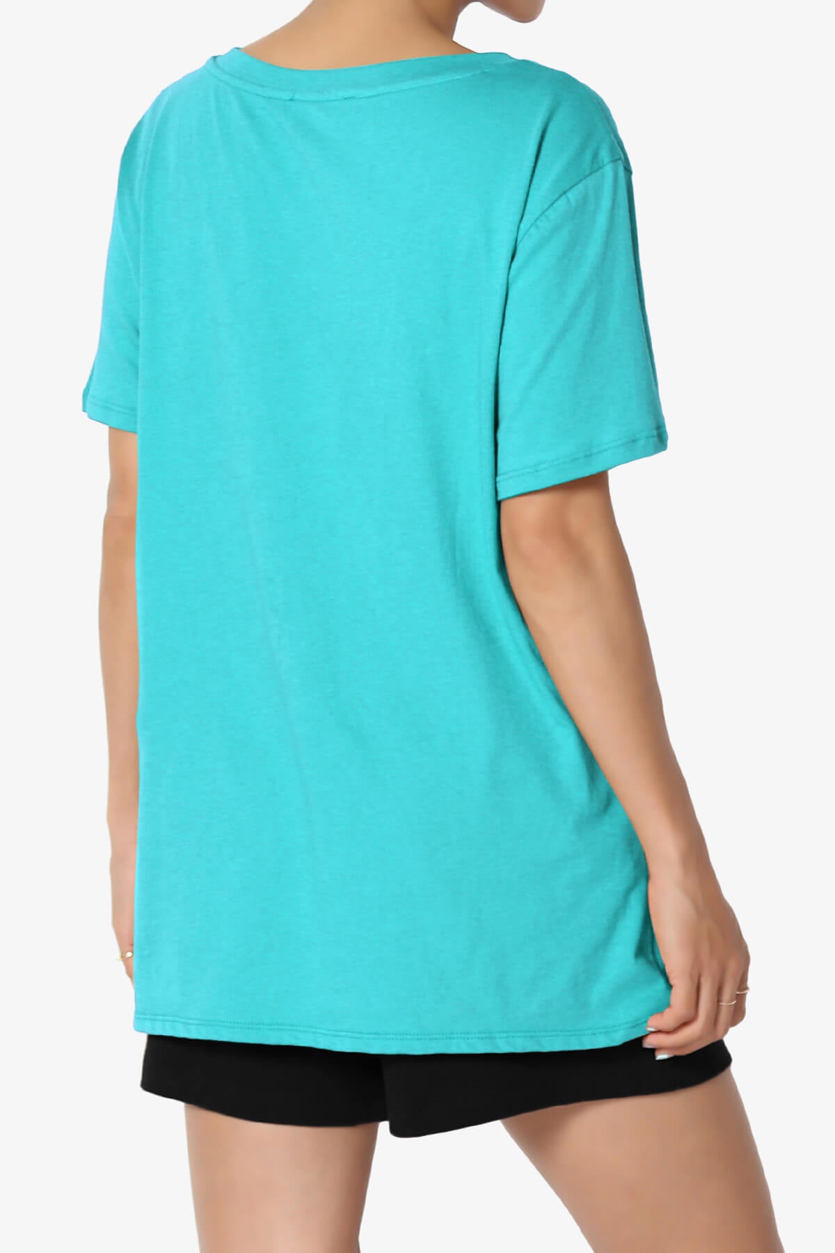 Mayra V-Neck Cotton Boyfriend Tee ICE BLUE_4