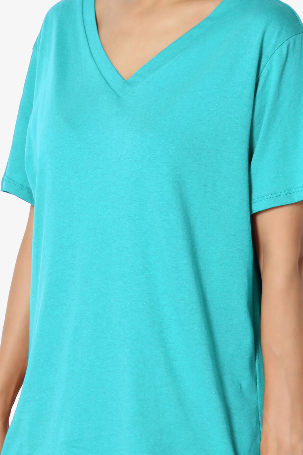 Mayra V-Neck Cotton Boyfriend Tee ICE BLUE_5