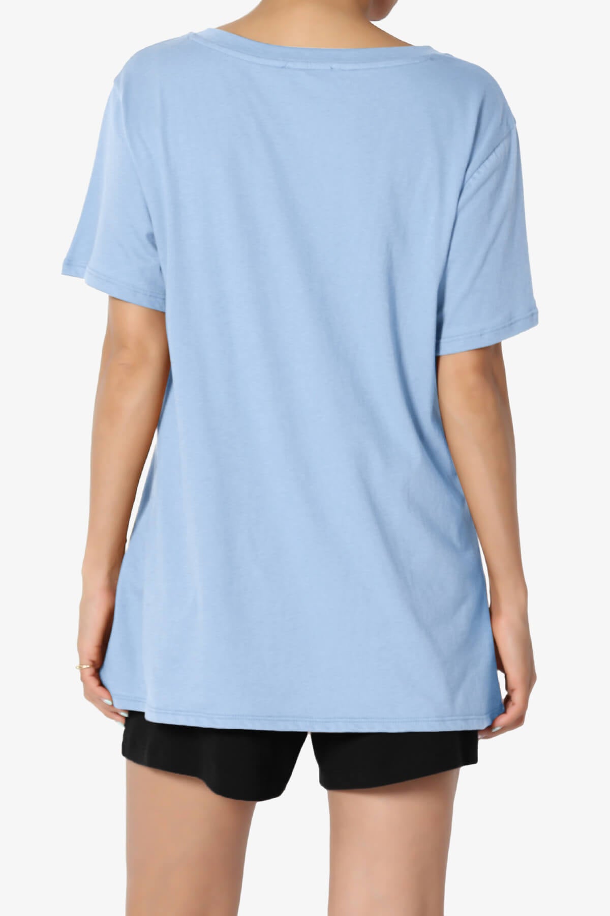 Mayra V-Neck Cotton Boyfriend Tee LIGHT BLUE_2