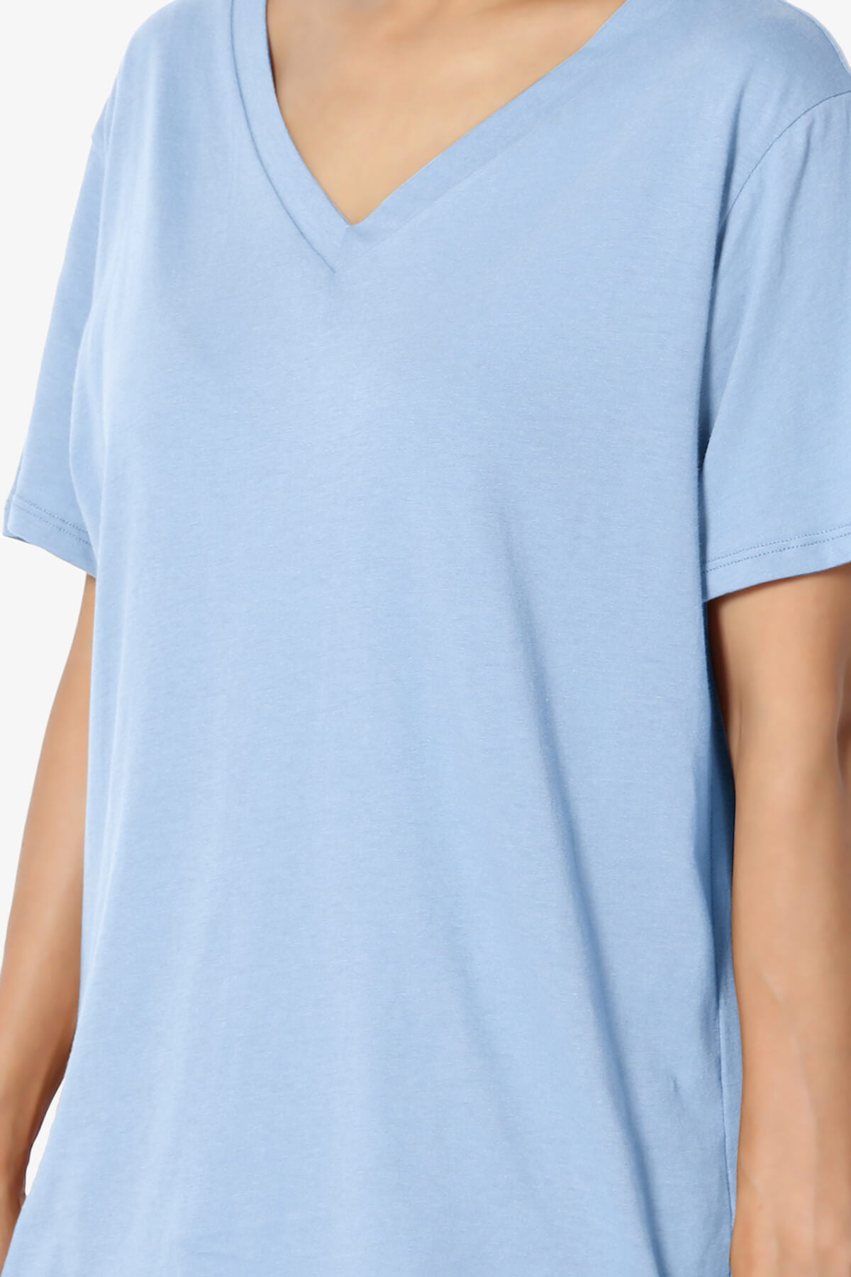 Mayra V-Neck Cotton Boyfriend Tee LIGHT BLUE_5