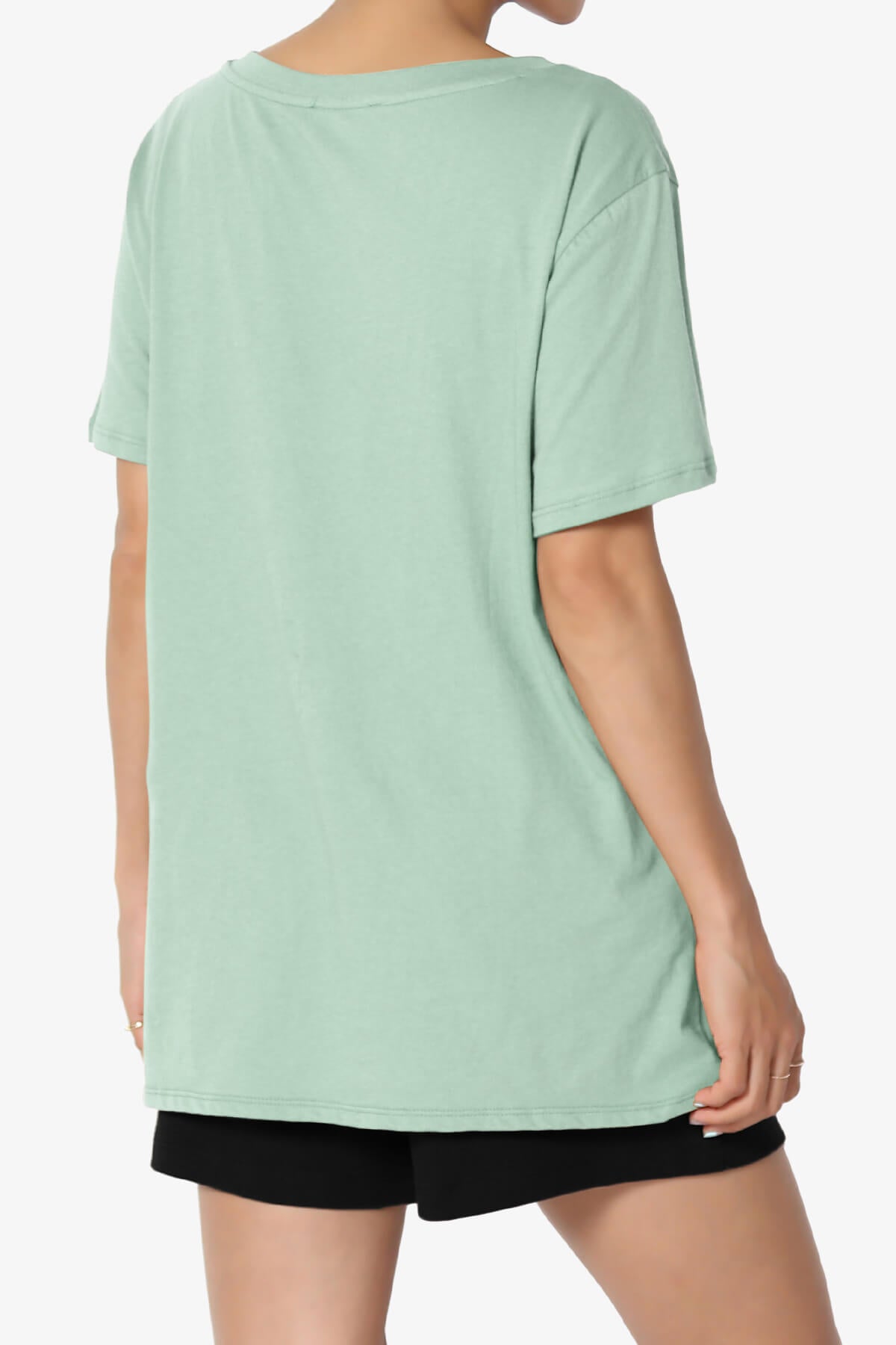 Mayra V-Neck Cotton Boyfriend Tee LIGHT GREEN_4