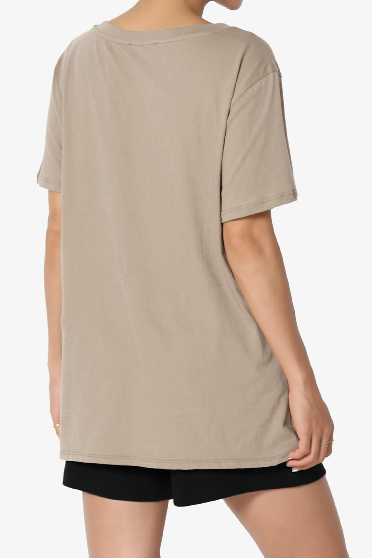 Mayra V-Neck Cotton Boyfriend Tee LIGHT MOCHA_4