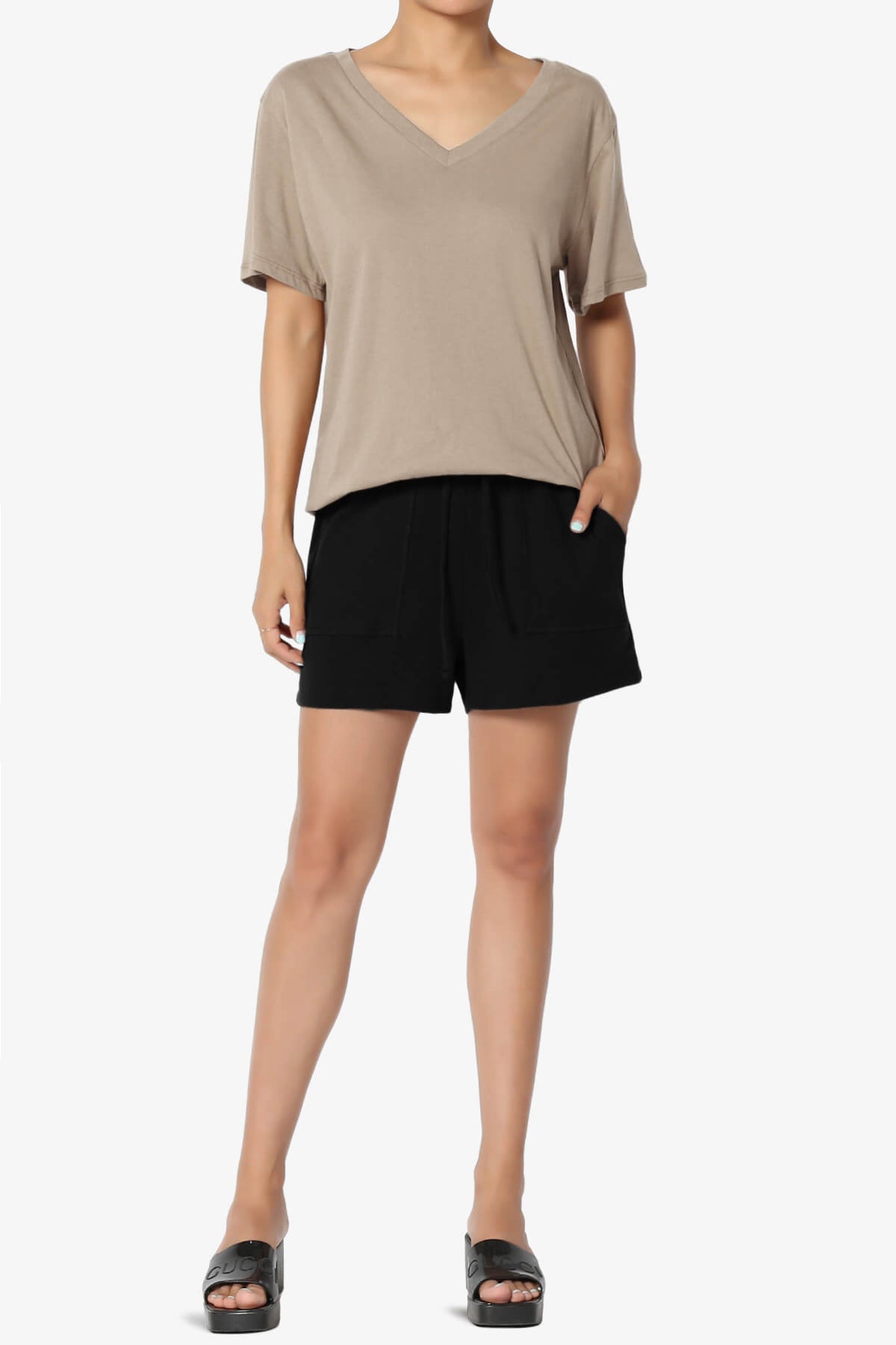 Mayra V-Neck Cotton Boyfriend Tee LIGHT MOCHA_6