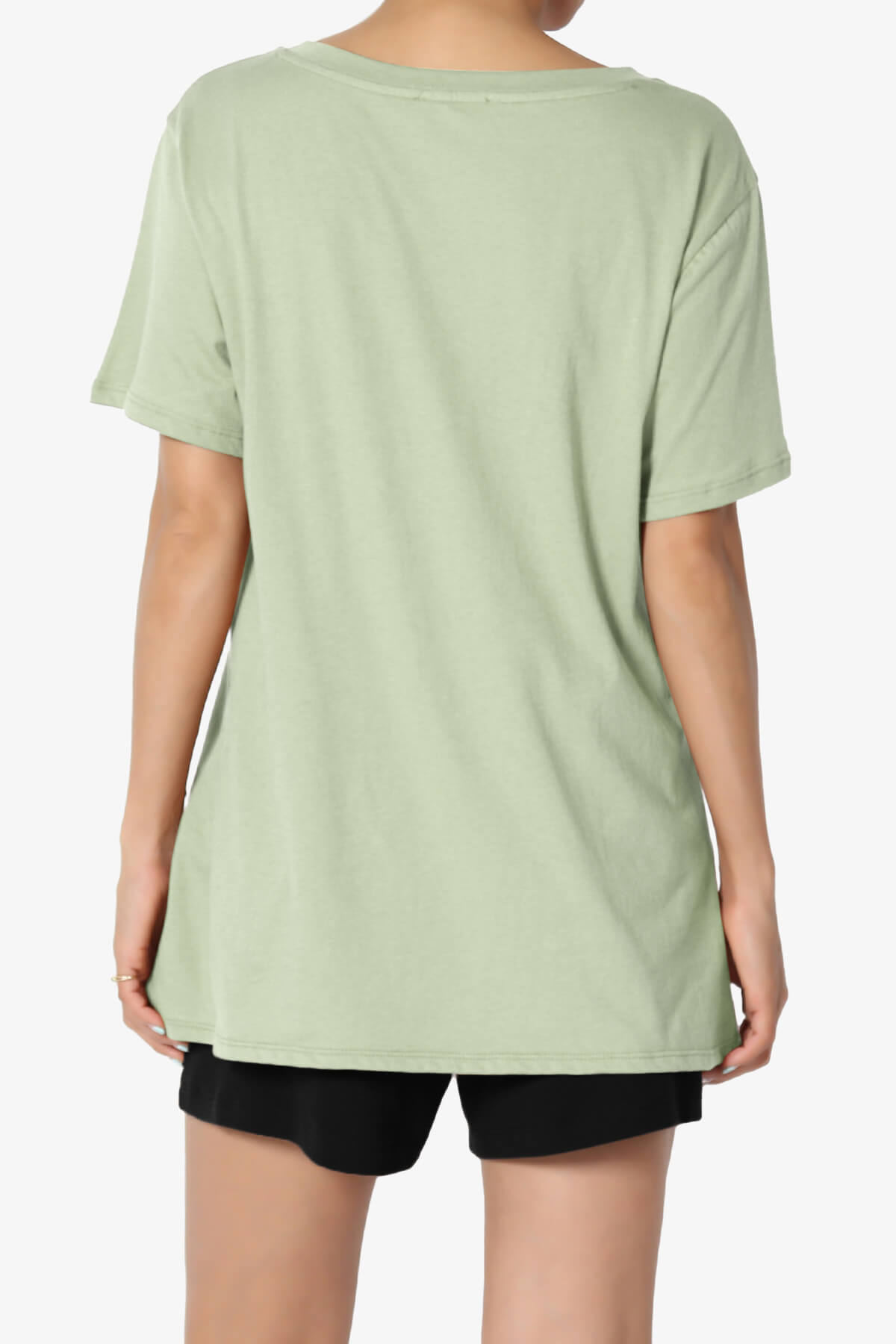 Mayra V-Neck Cotton Boyfriend Tee LIGHT SAGE_2