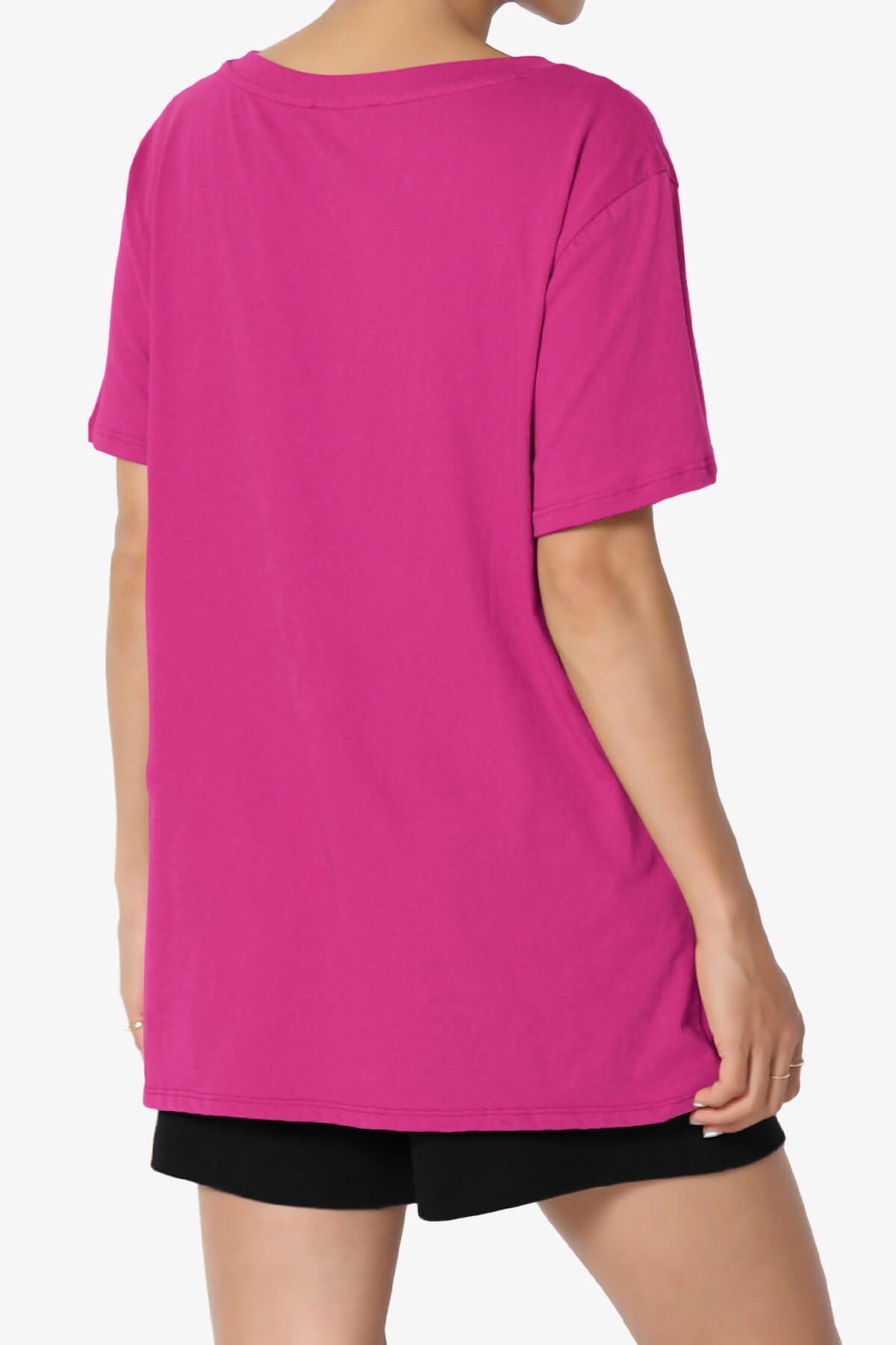 Mayra V-Neck Cotton Boyfriend Tee MAGENTA_4