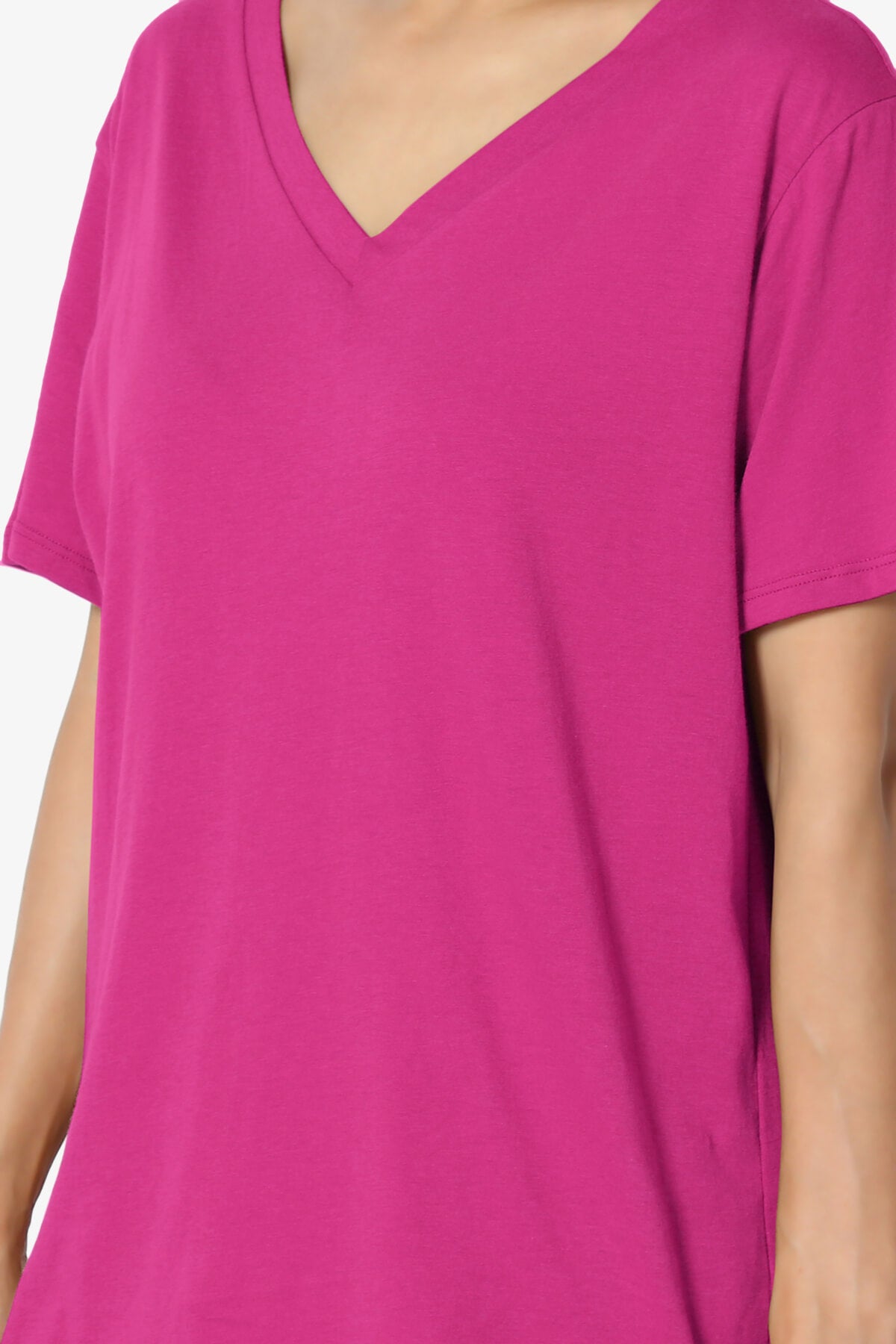 Mayra V-Neck Cotton Boyfriend Tee MAGENTA_5