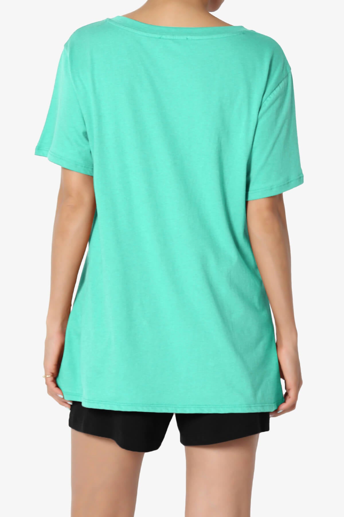 Mayra V-Neck Cotton Boyfriend Tee MINT_2