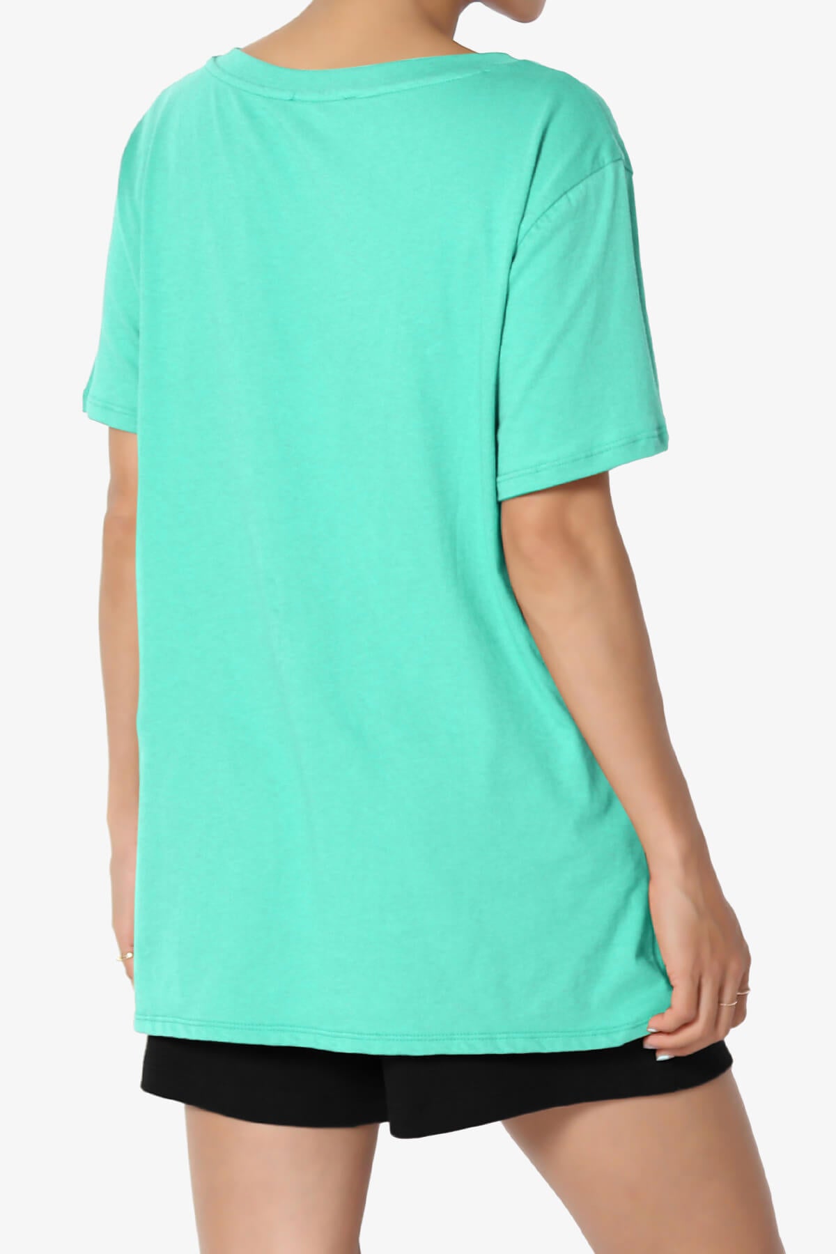 Mayra V-Neck Cotton Boyfriend Tee MINT_4