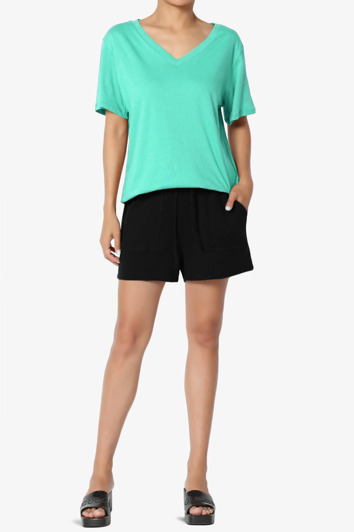 Mayra V-Neck Cotton Boyfriend Tee MINT_6
