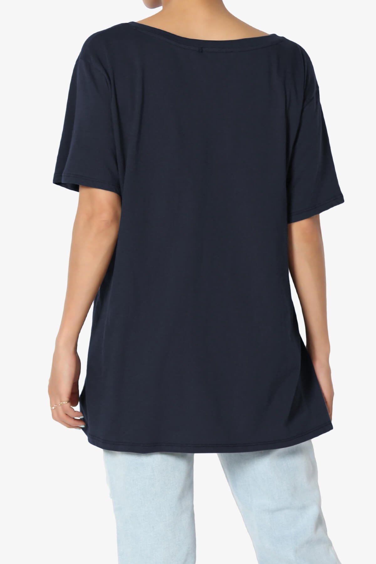 Mayra V-Neck Cotton Boyfriend Tee NAVY_2