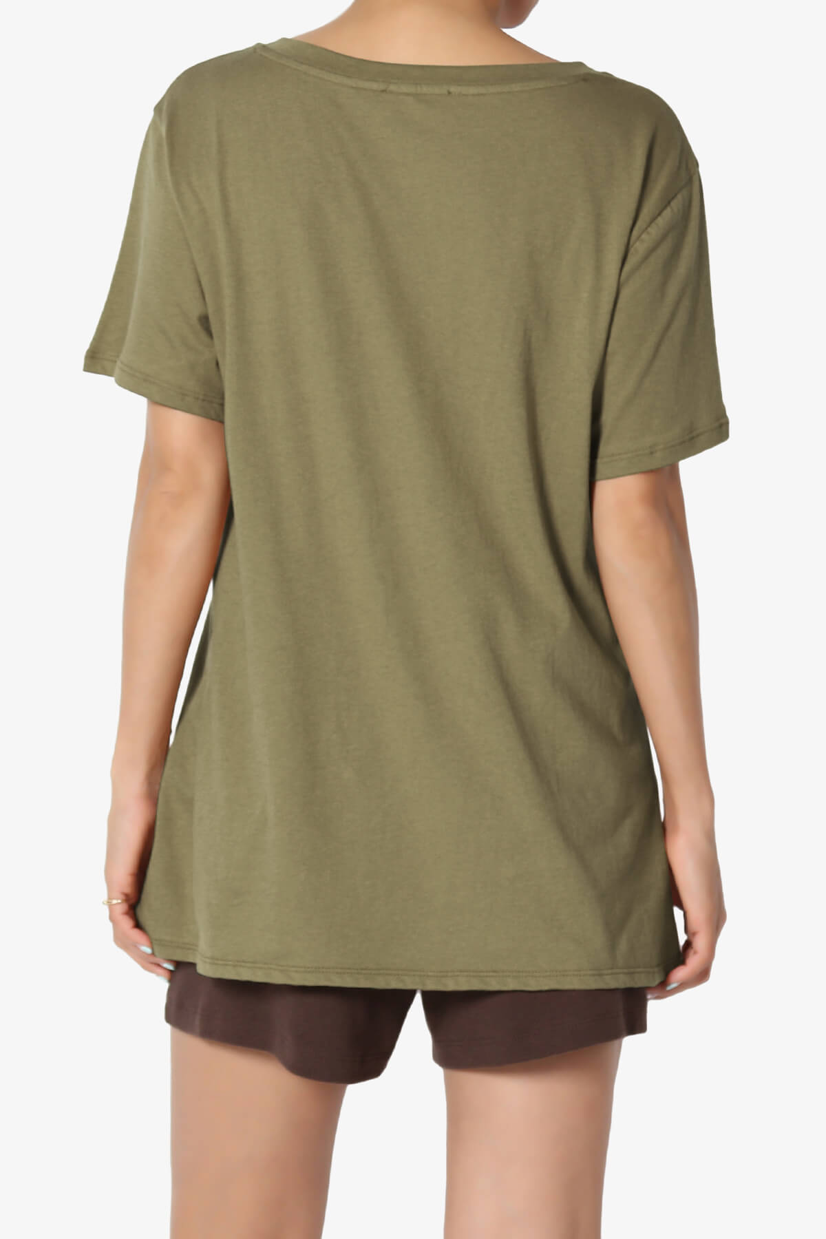 Mayra V-Neck Cotton Boyfriend Tee OLIVE KHAKI_2