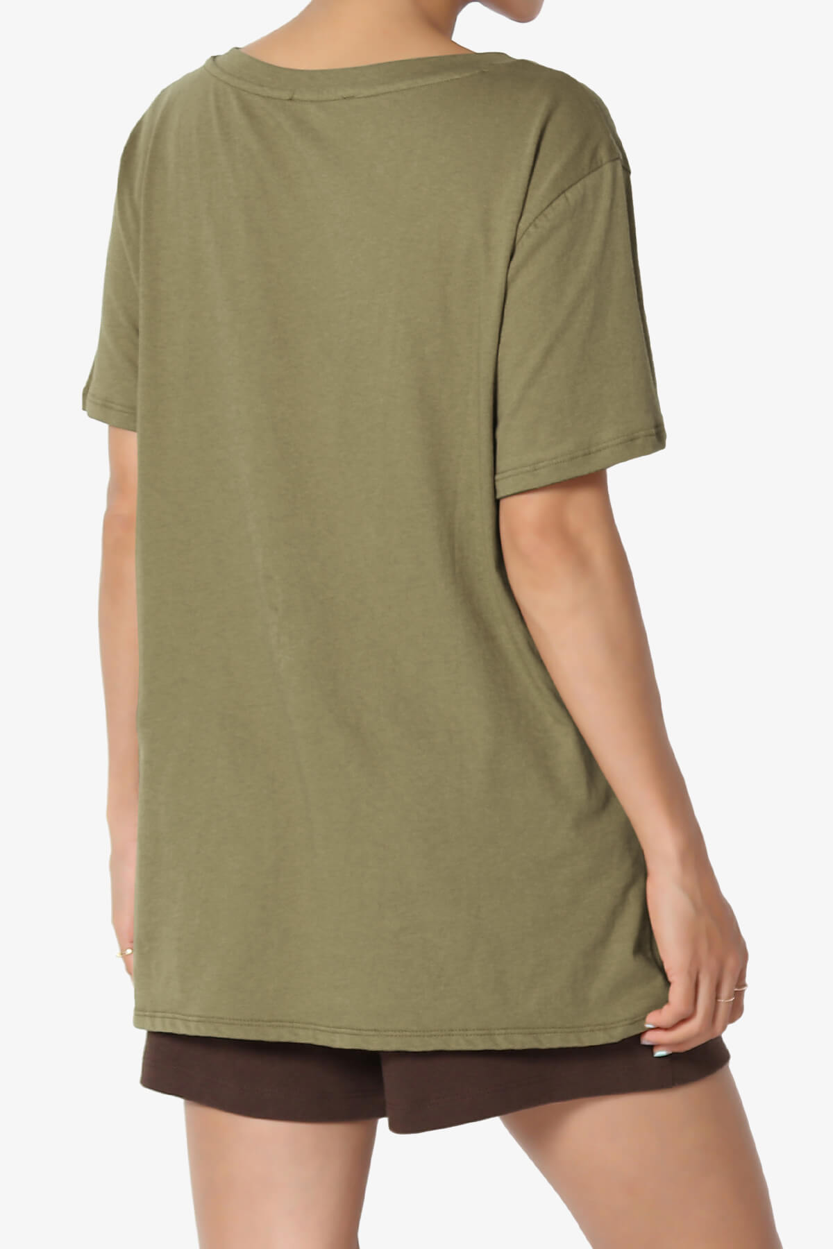 Mayra V-Neck Cotton Boyfriend Tee OLIVE KHAKI_4