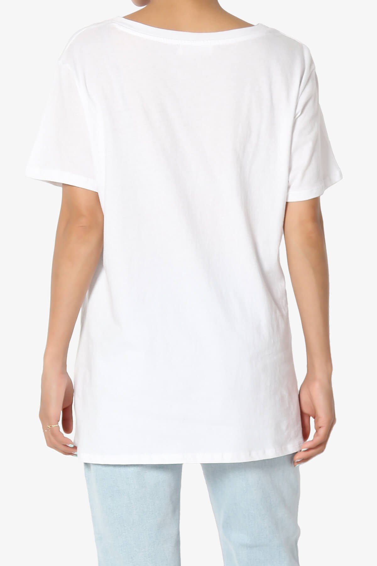 Mayra V-Neck Cotton Boyfriend Tee WHITE_2