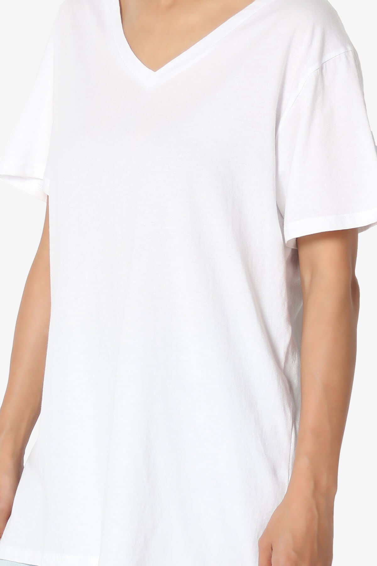 Mayra V-Neck Cotton Boyfriend Tee WHITE_5
