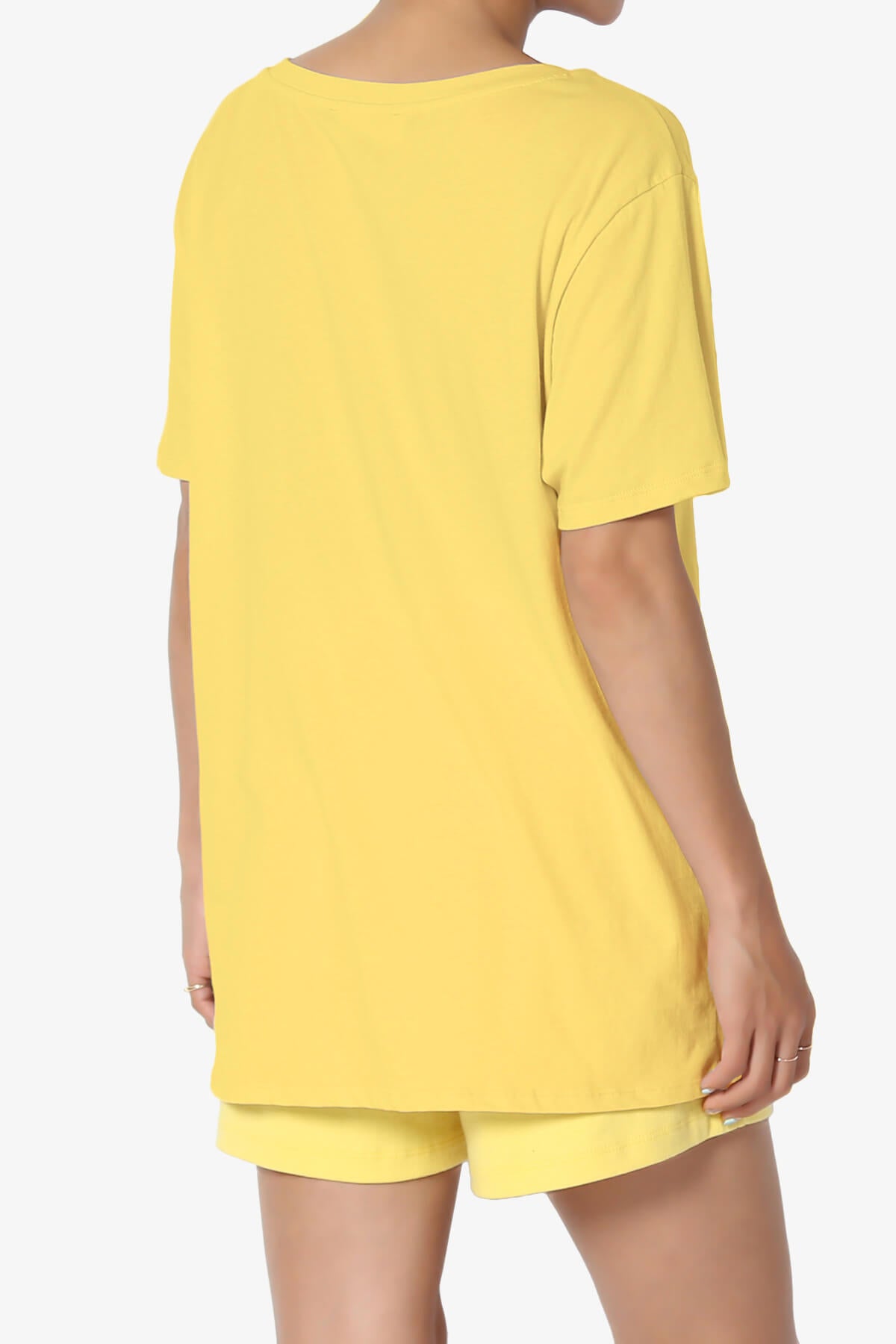 Mayra V-Neck Cotton Boyfriend Tee YELLOW_4