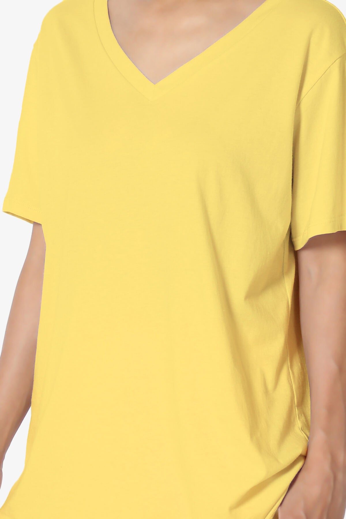 Mayra V-Neck Cotton Boyfriend Tee YELLOW_5