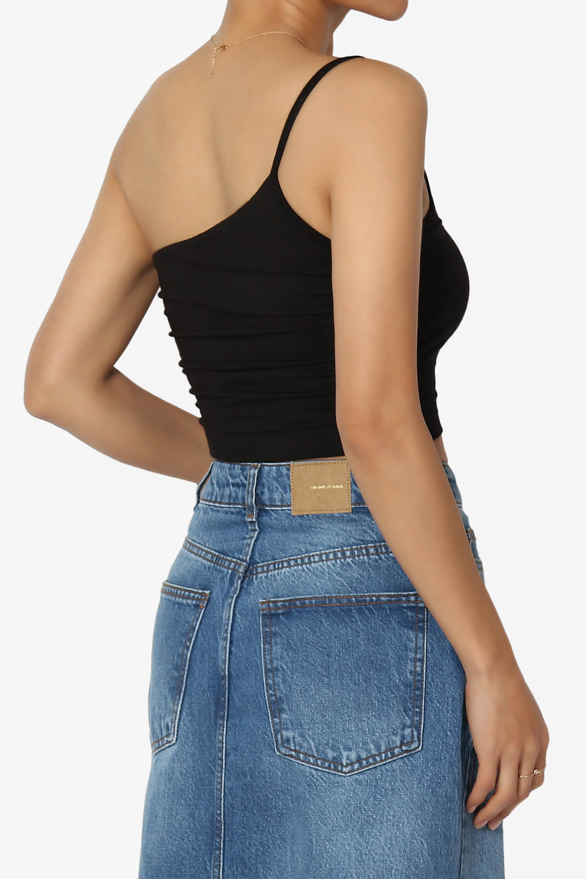 Mercerr One Shoulder Strap Crop Cami BLACK_4