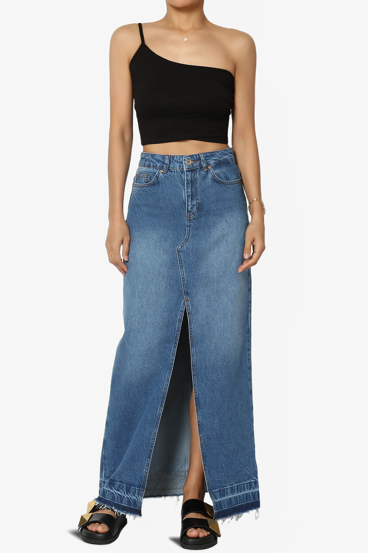 Mercerr One Shoulder Strap Crop Cami BLACK_6