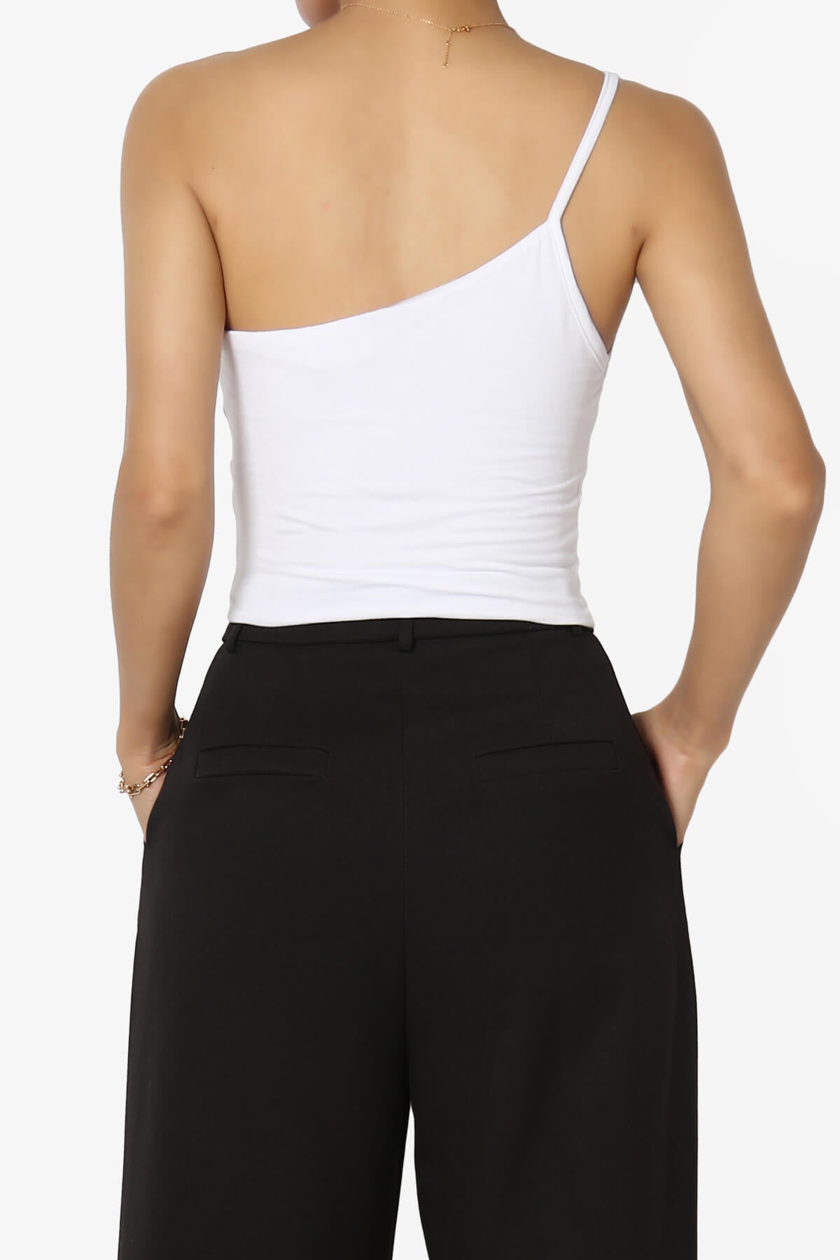 Mercerr One Shoulder Strap Crop Cami WHITE_2