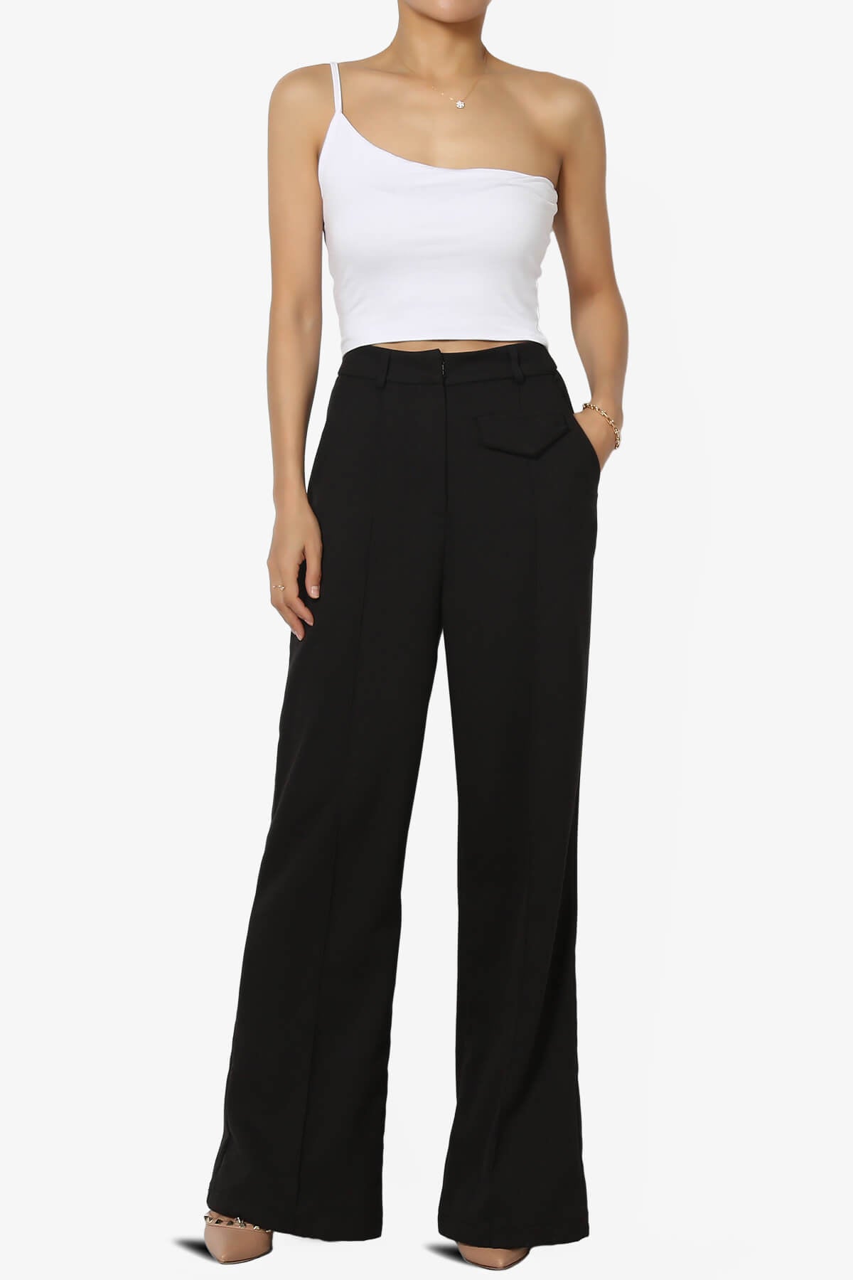 Mercerr One Shoulder Strap Crop Cami WHITE_6