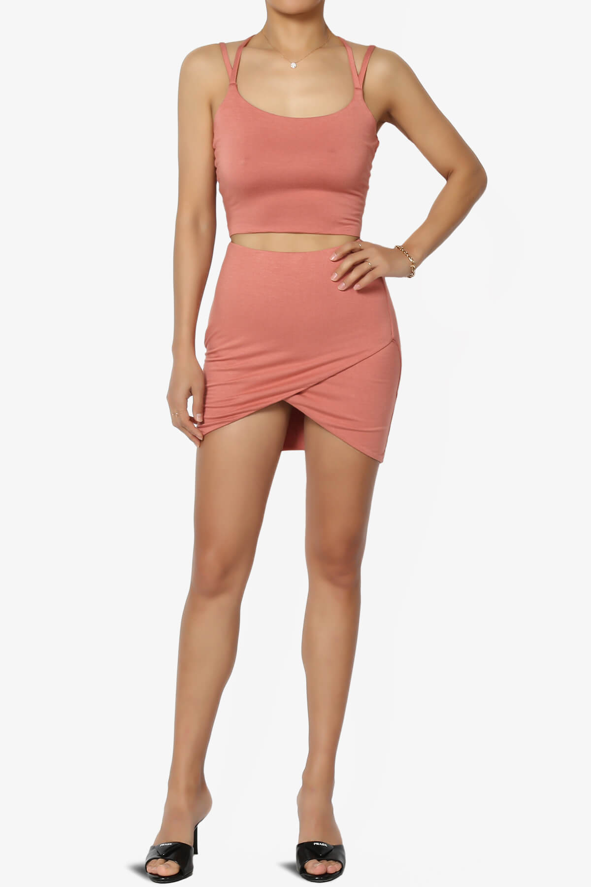 Milina Cross Back Cami & Mini Skirt SET DUSTY ROSE_6