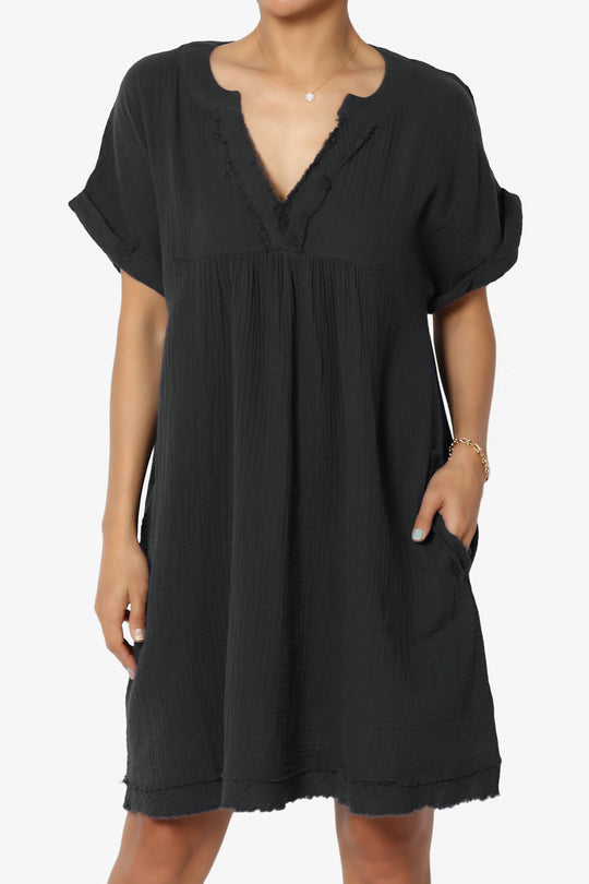 Milly Gauze V-Neck Babydoll Shift Mini Dress PLUS