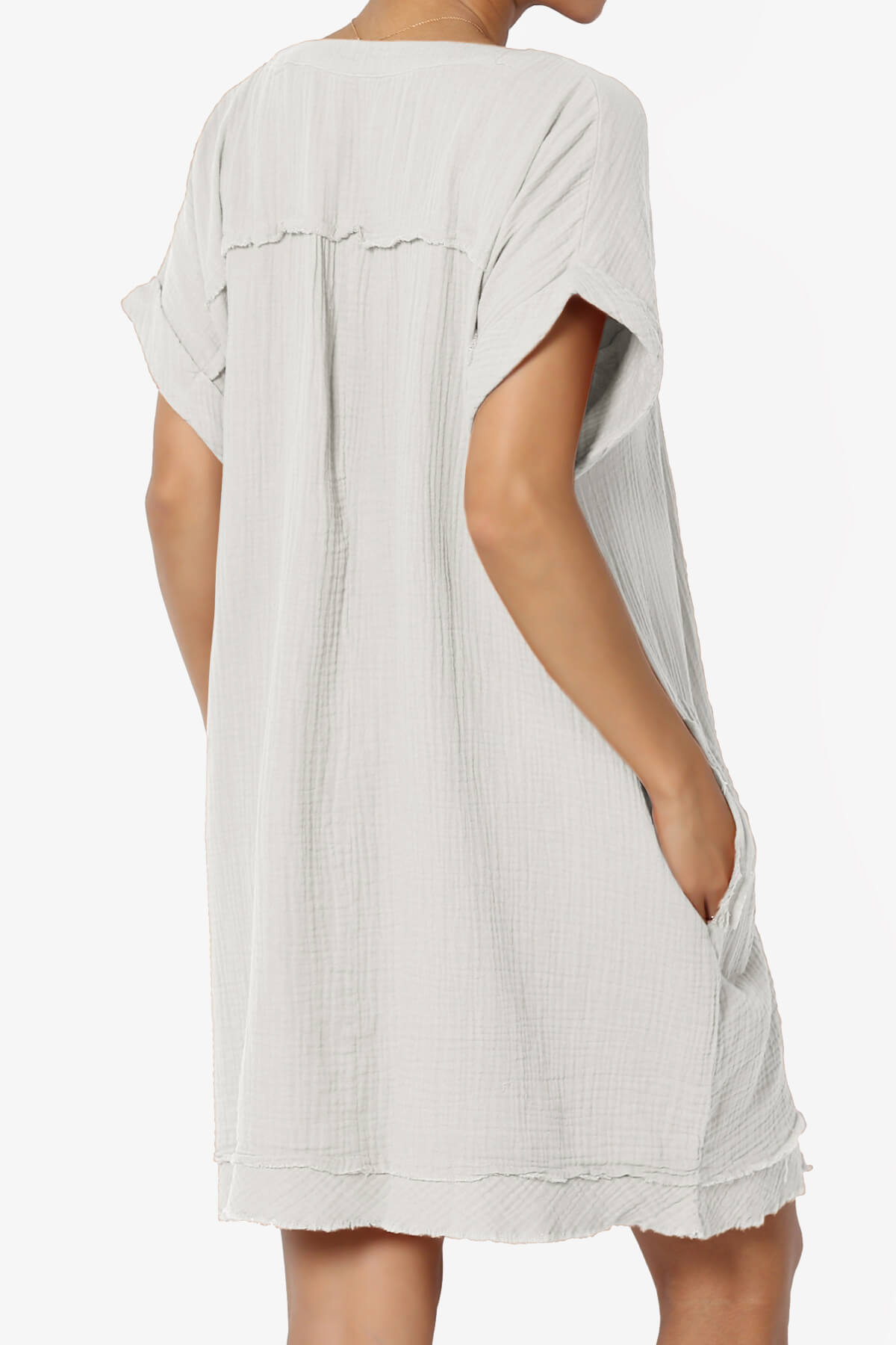 Milly Gauze V-Neck Babydoll Shift Mini Dress BONE_4