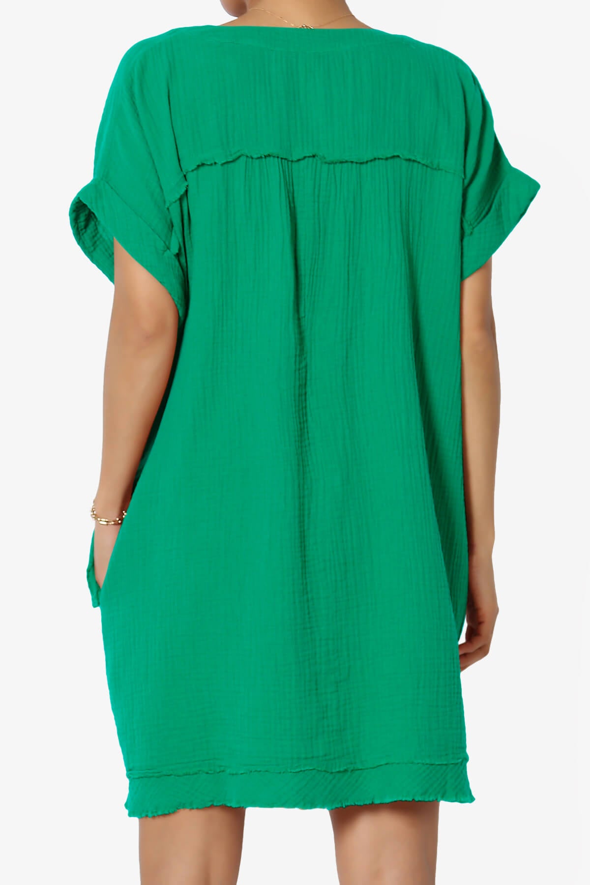 Milly Gauze V-Neck Babydoll Shift Mini Dress KELLY GREEN_2