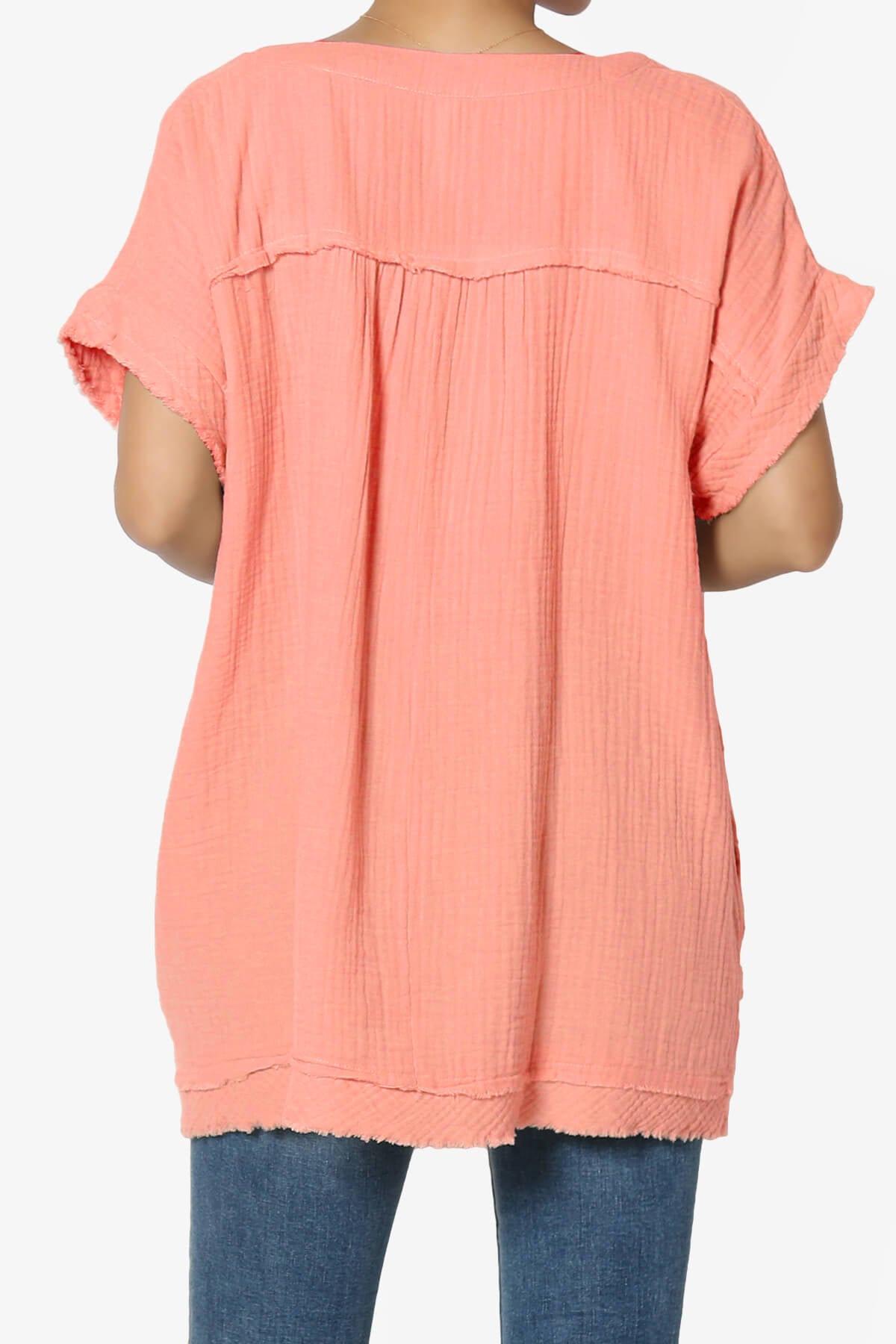 Milly Gauze V-Neck Babydoll Shirt Tunic DESERT FLOWER_2