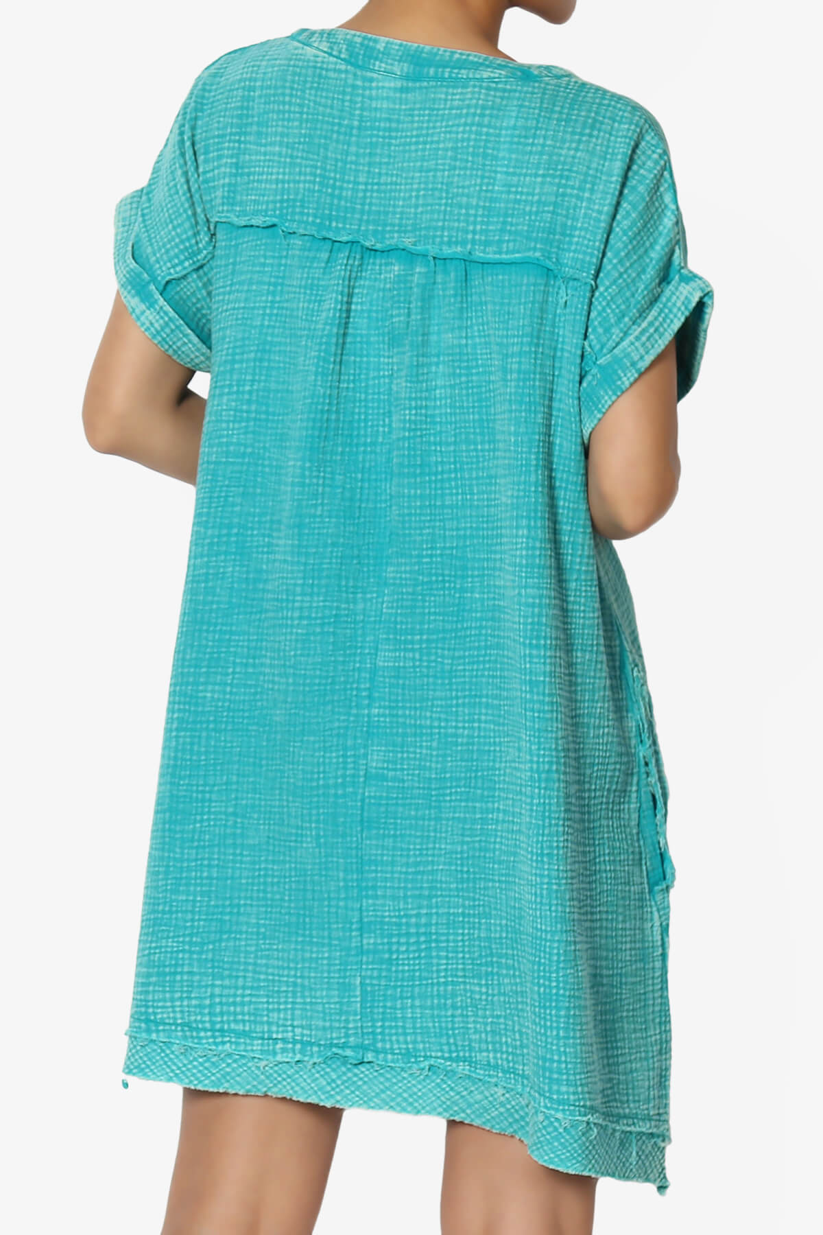 Milly Washed Gauze Babydoll Shift Mini Dress LT TEAL_2