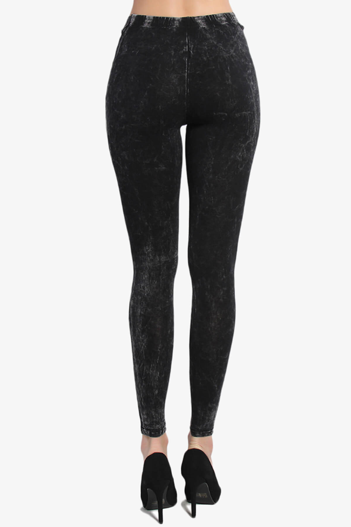 Raven Cutout Waist Acid Wash Leggings BLACK_2