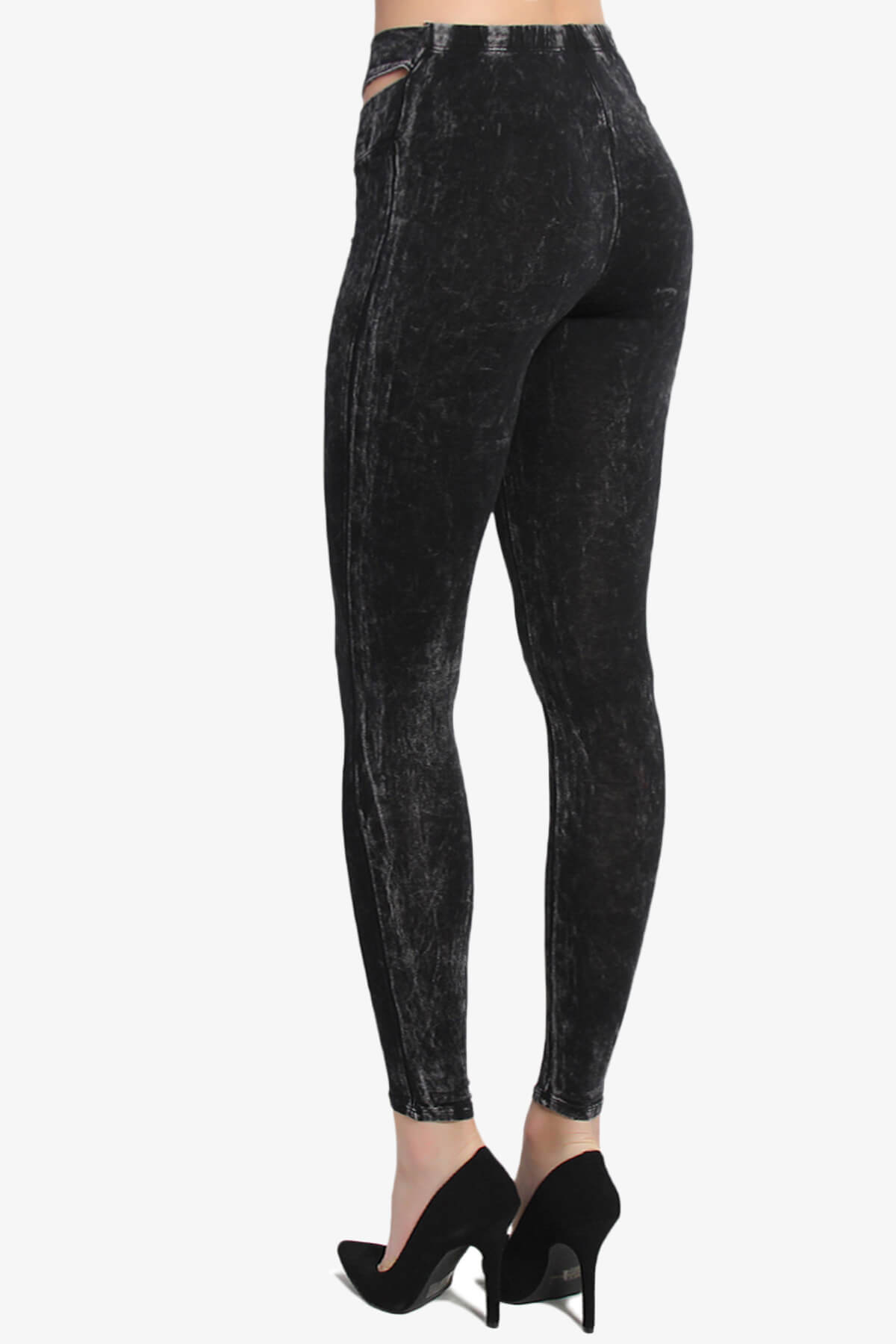 Raven Cutout Waist Acid Wash Leggings BLACK_4