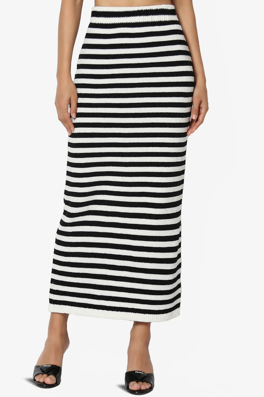 Mona Striped Thick Knit Sweater Long Skirt