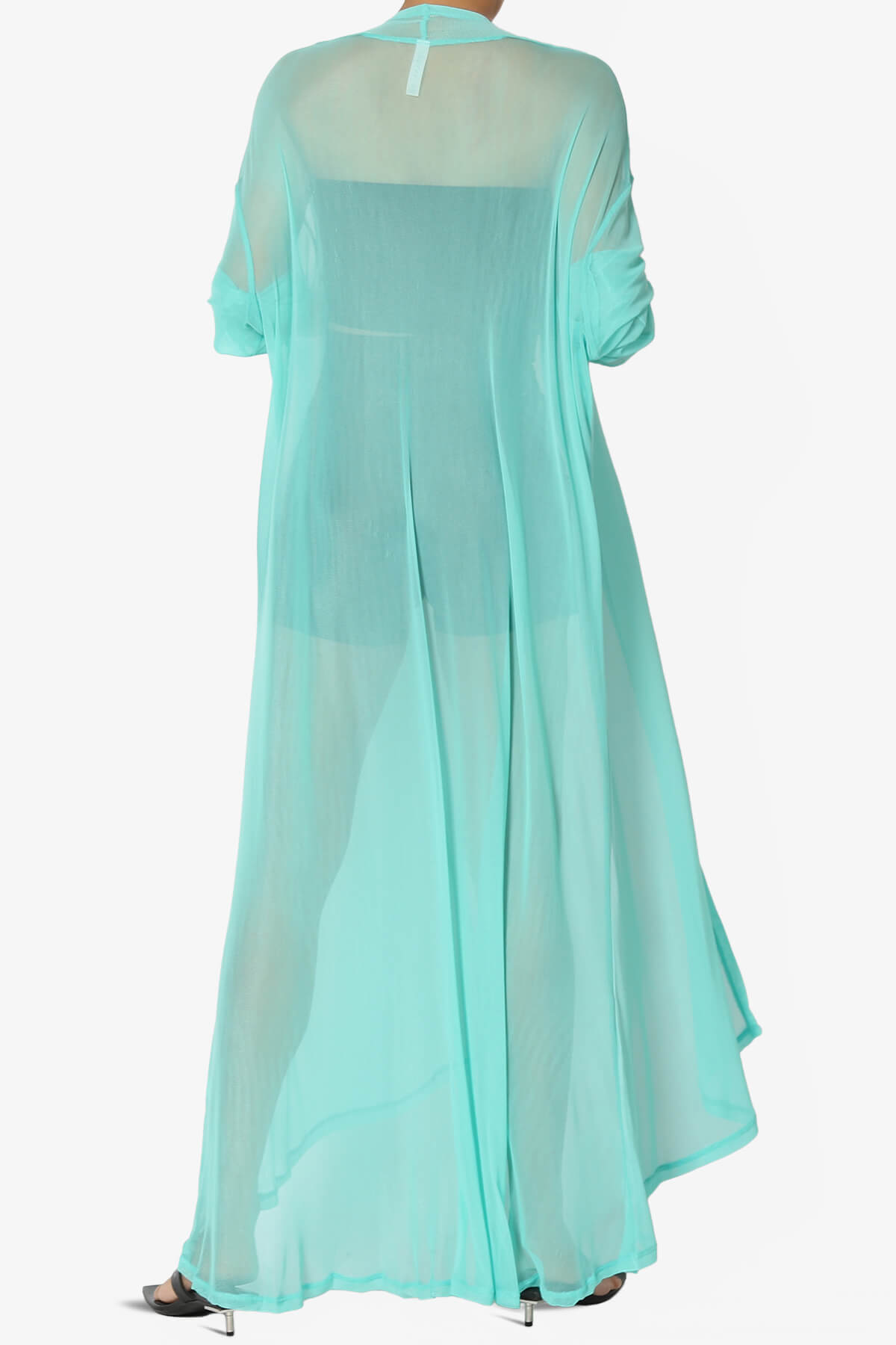 Moxxi Sheer Mesh Open Cardigan Duster MINT_2