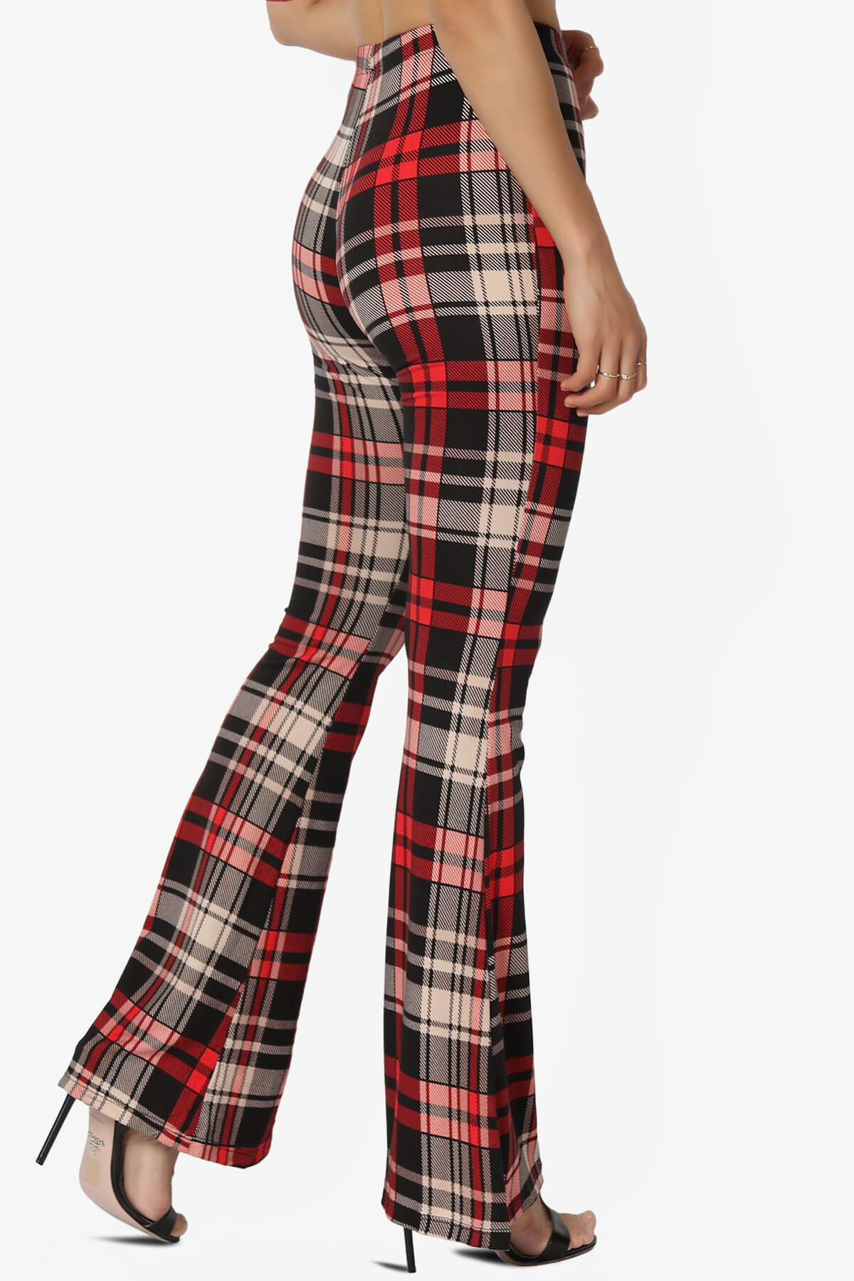 Mumu Plaid Jersey Flare Pants RED_4