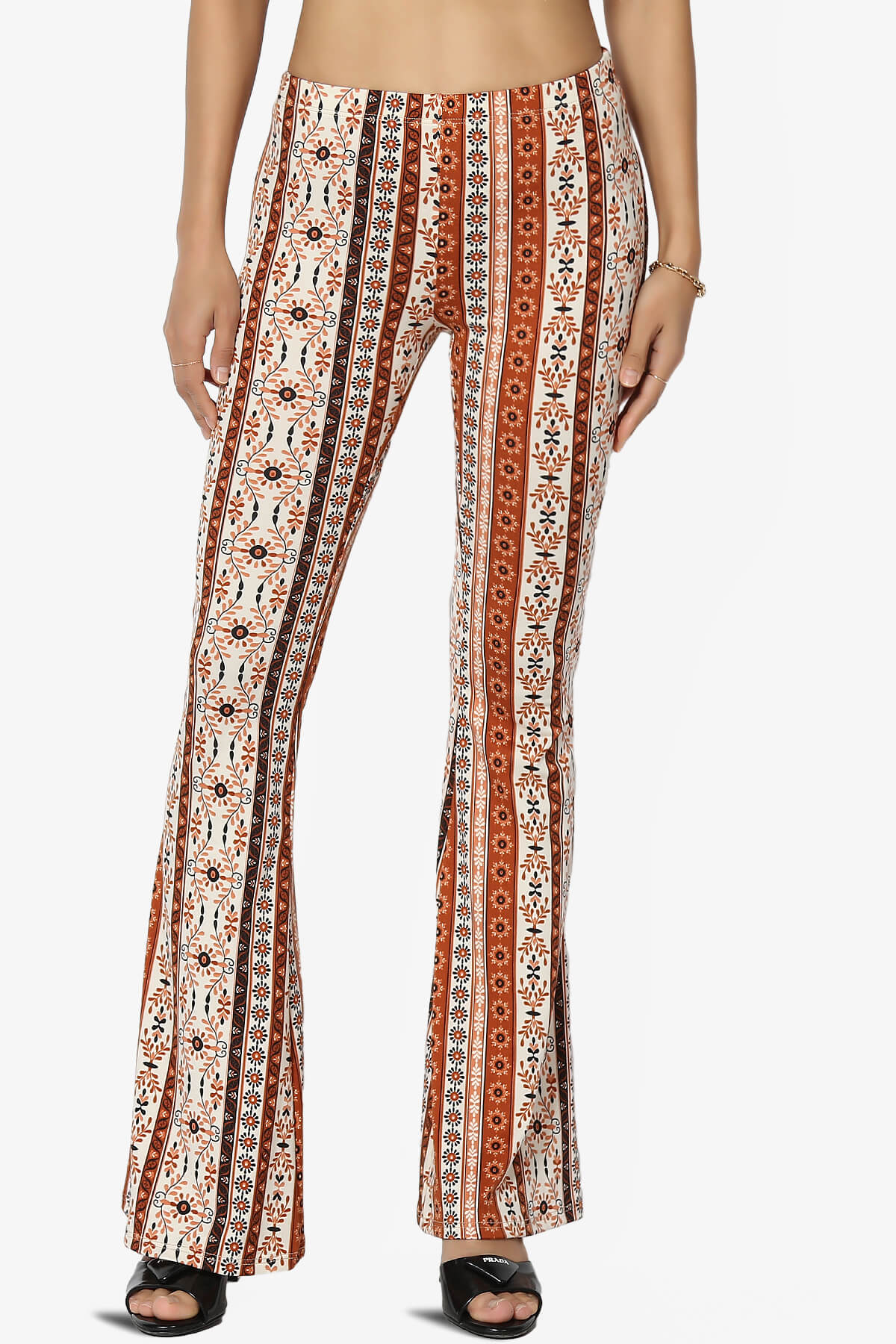 Mumu Tribal Jersey Flare Pants RUST_1