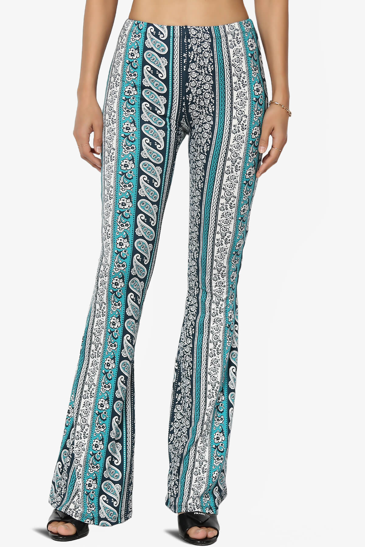 Mumu Tribal Jersey Flare Pants TEAL_1
