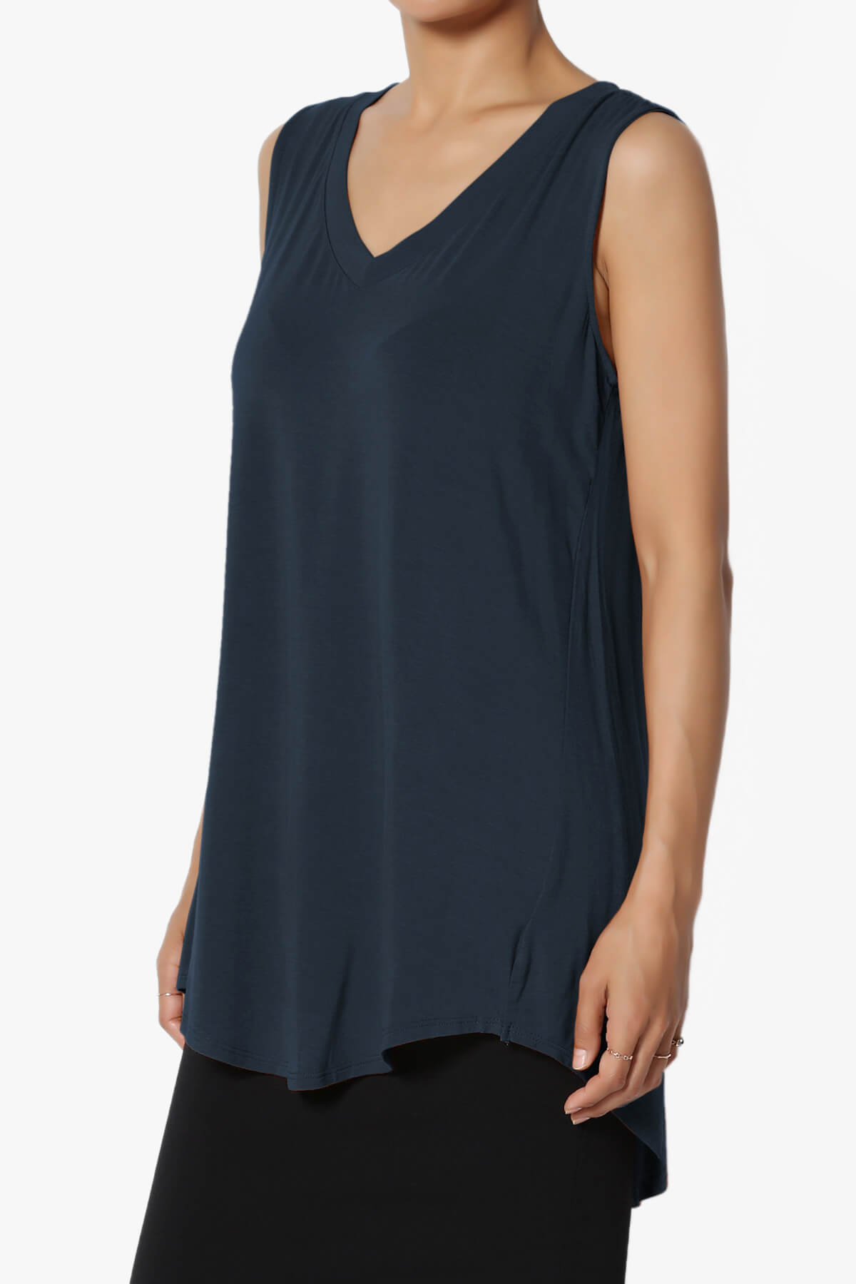 Myles Sleeveless V-Neck Luxe Jersey Top PLUS