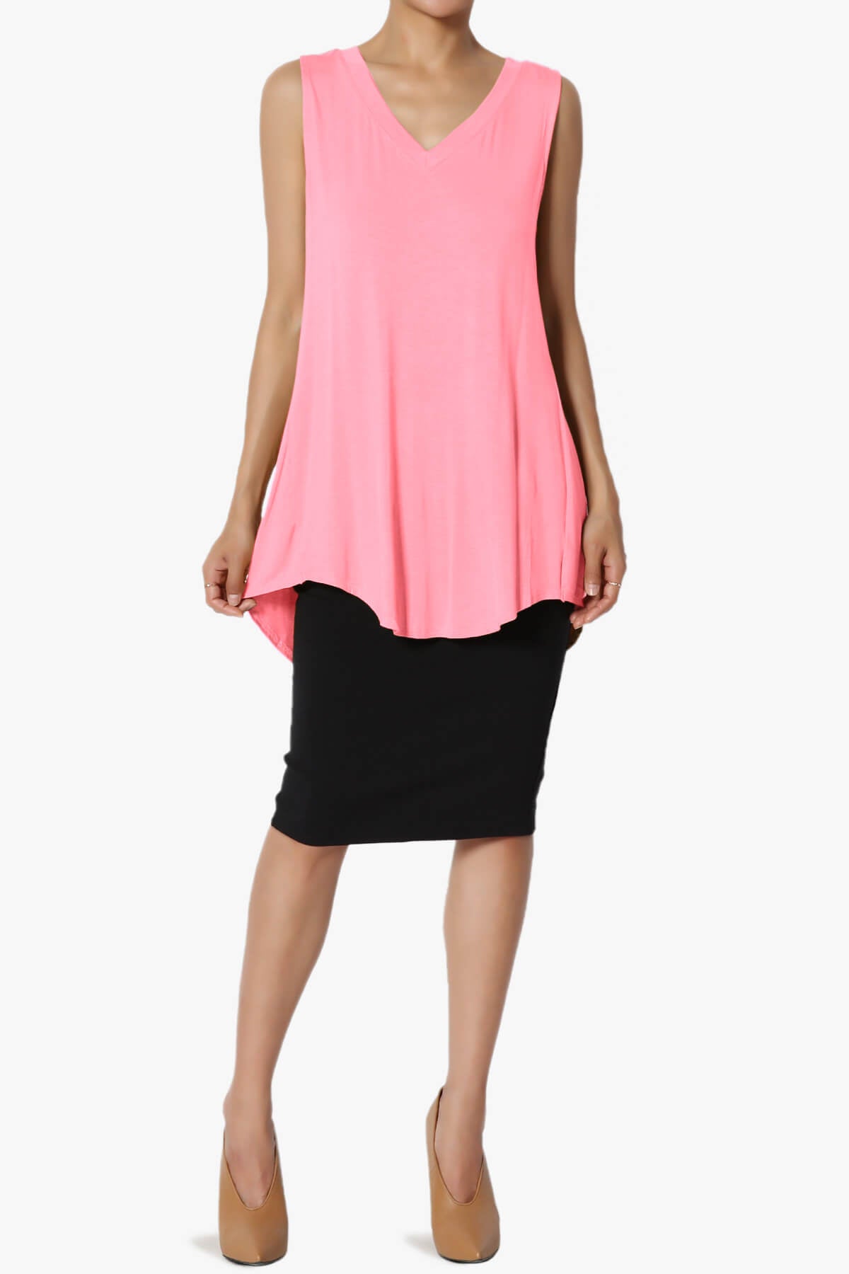 Myles Sleeveless V-Neck Luxe Jersey Top PLUS