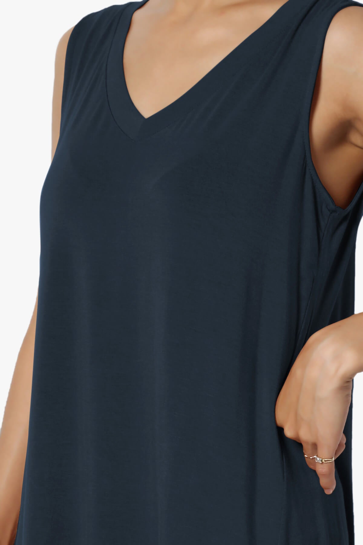 Myles Sleeveless V-Neck Luxe Jersey Top PLUS